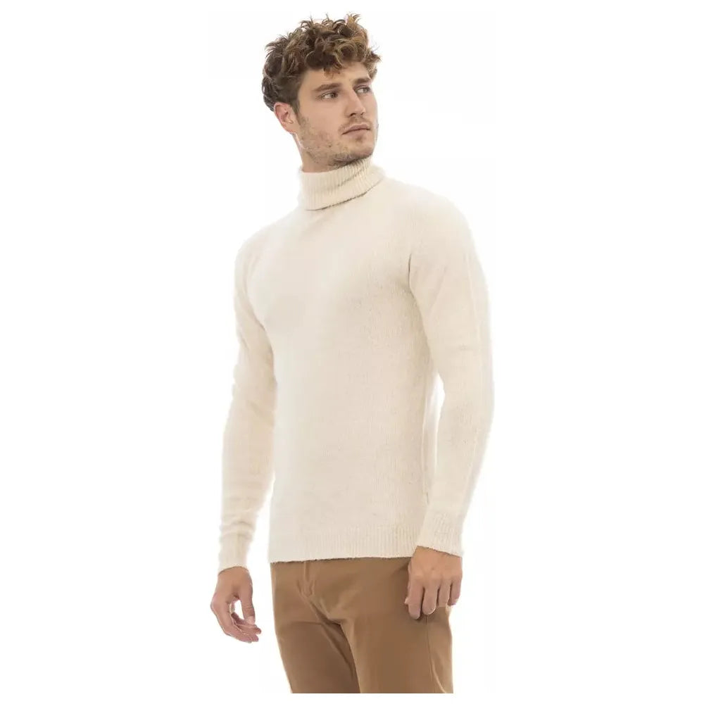 Alpha Studio Beige Alpaca Sweater for Elevated Style