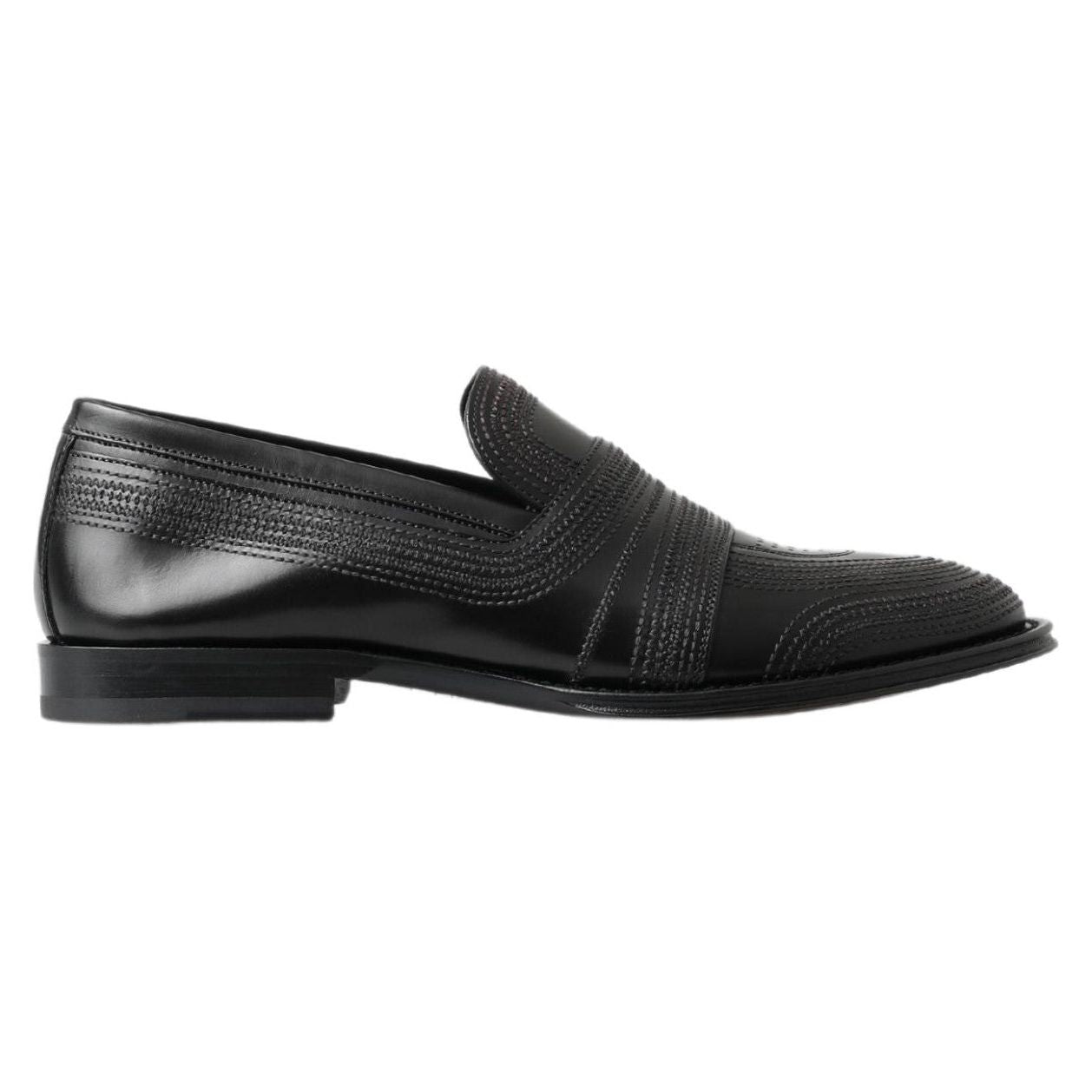 Dolce & Gabbana Black Leather Slipper Loafers