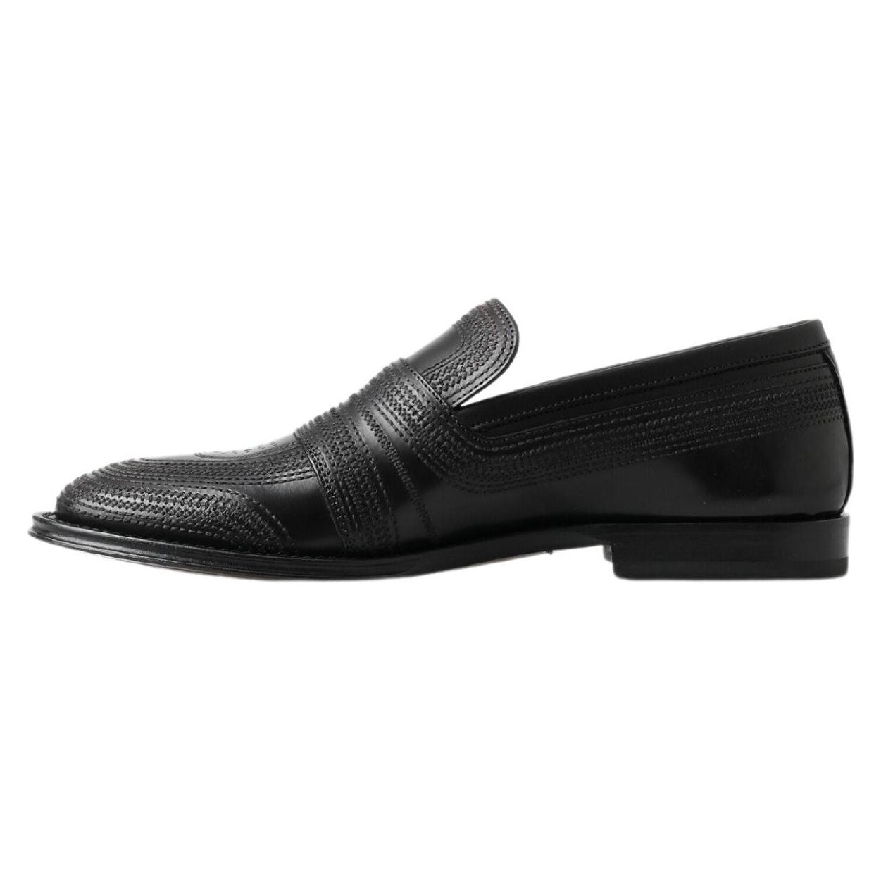 Dolce & Gabbana Black Leather Slipper Loafers