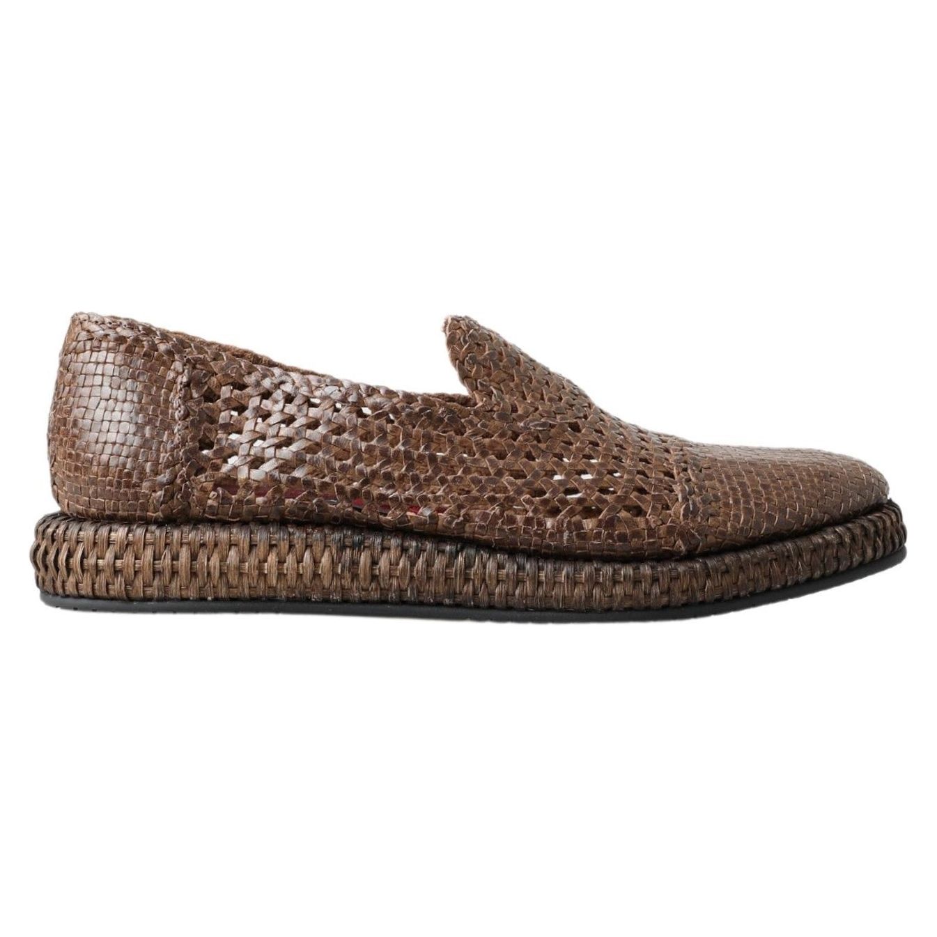 Dolce & Gabbana Brown Leather Slipper Loafers