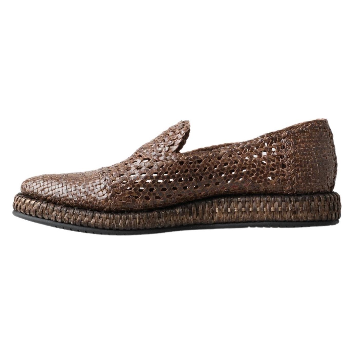 Dolce & Gabbana Brown Leather Slipper Loafers