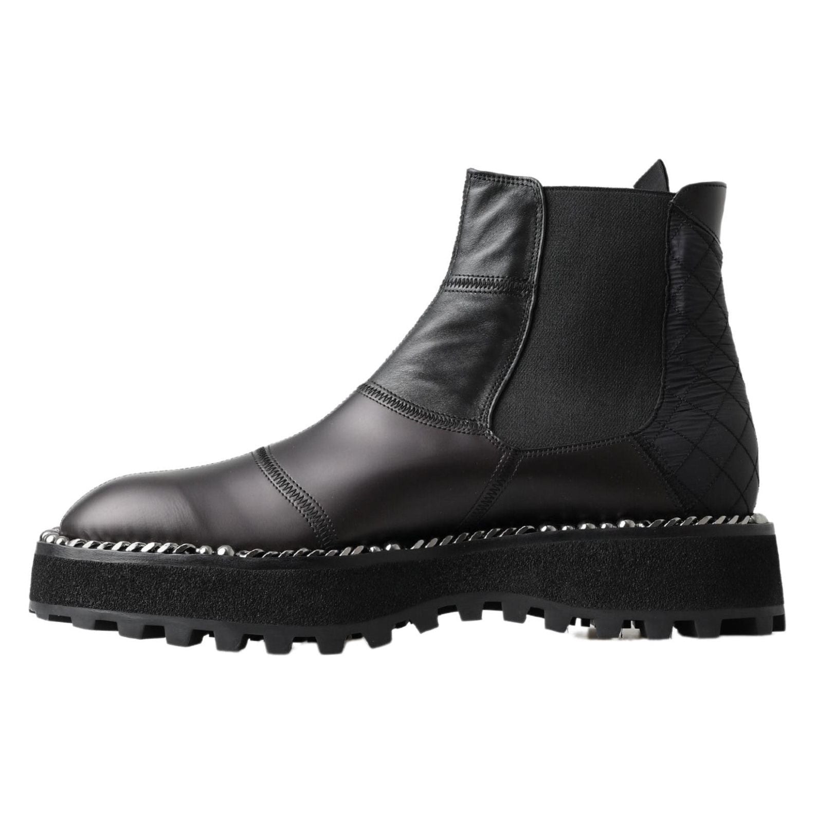 Dolce & Gabbana Black Leather Ankle Stretch Slip On Boots