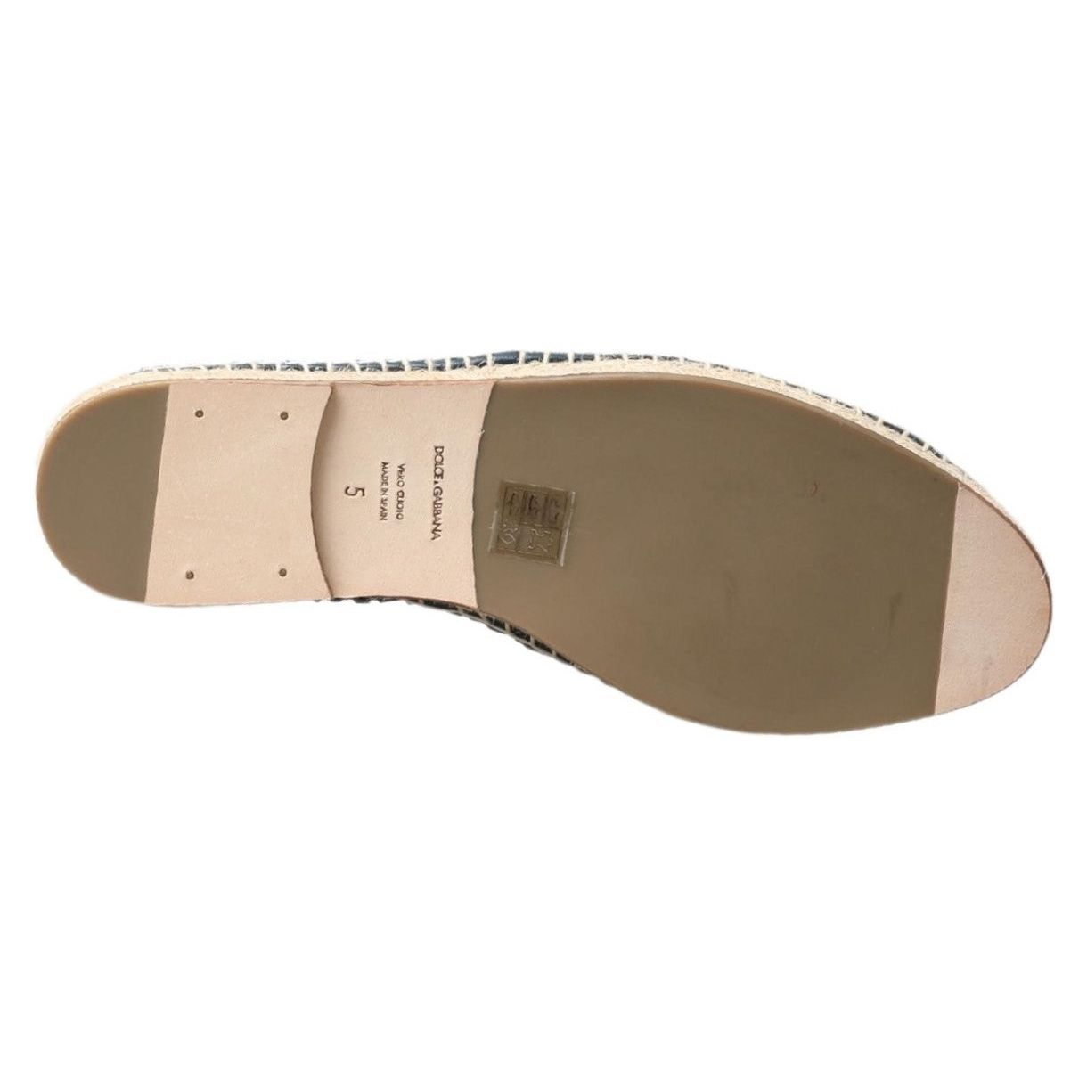 Dolce & Gabbana Black Woven Leather Espadrilles Elite
