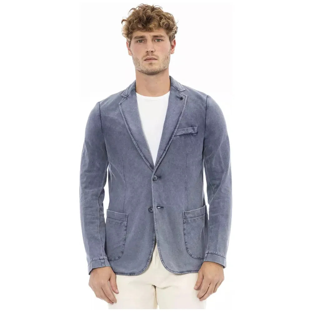 Distretto12 Blue Cotton Blazer With Elegant Tailoring