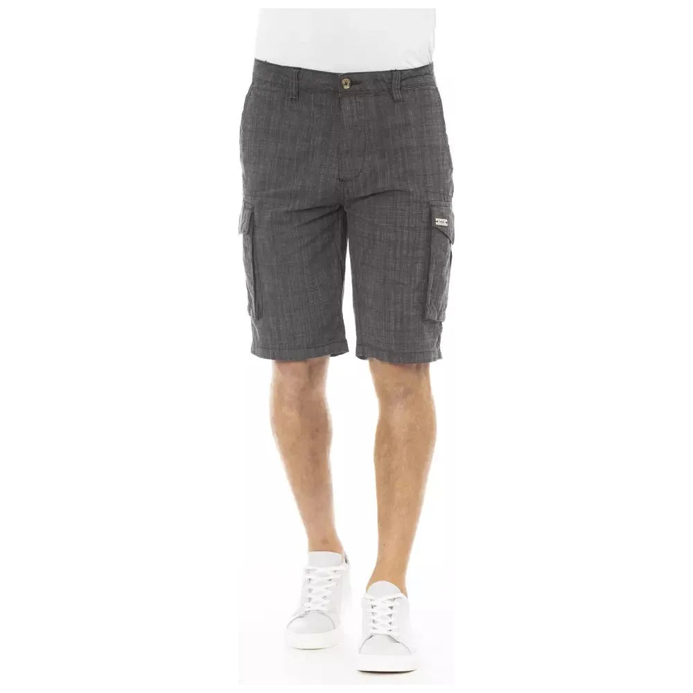 Baldinini Black Cotton Cargo Short for Elevated Style
