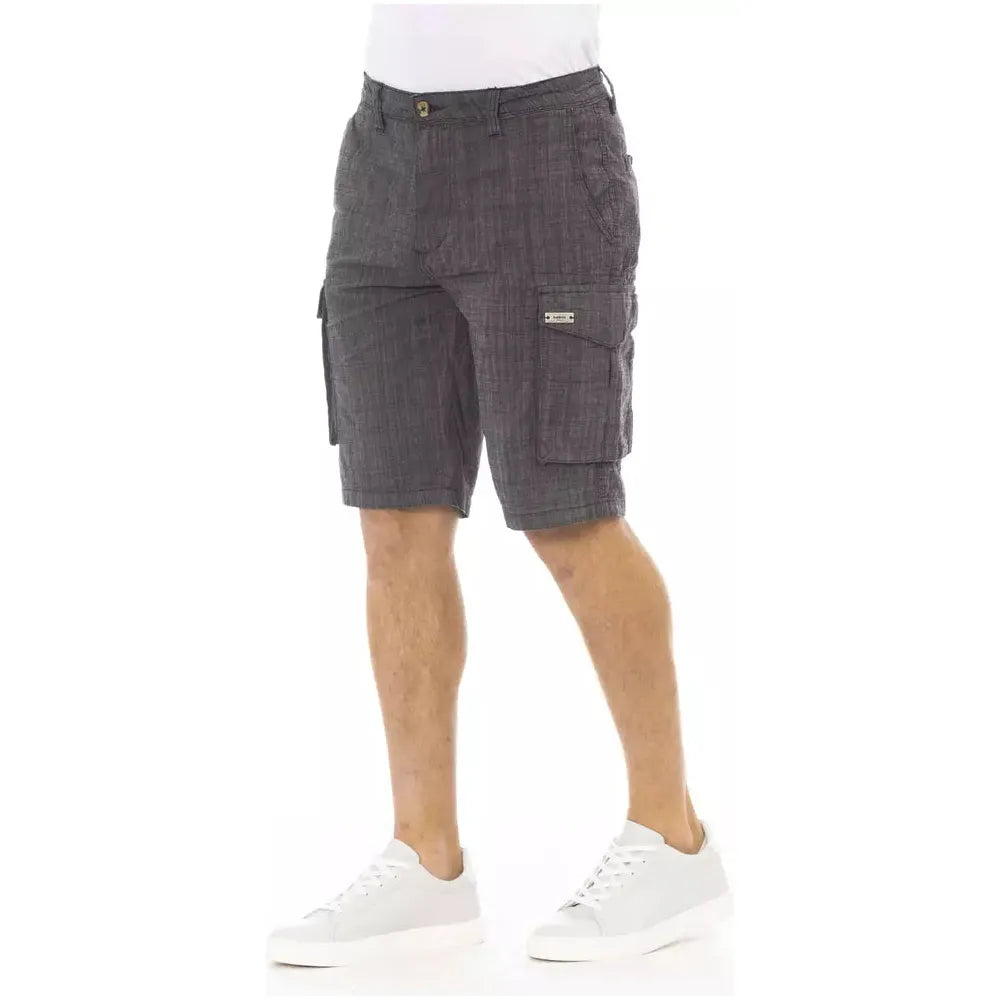 Baldinini Black Cotton Cargo Short for Elevated Style