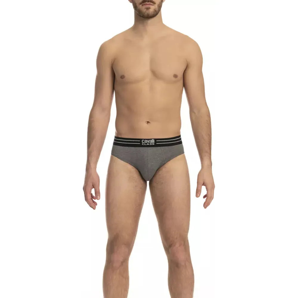 Cavalli Class Gray Cotton Underwear Pack for Sophisticated Style