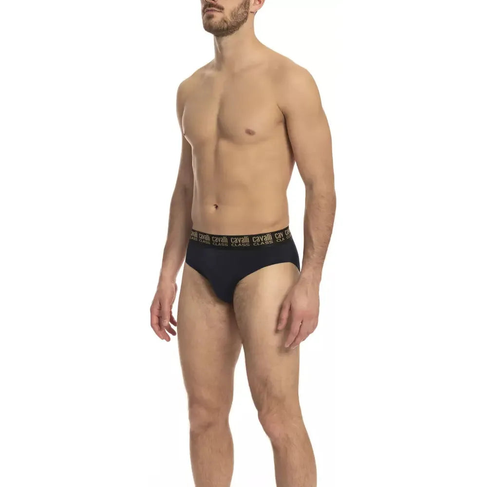 Cavalli Class Blue Cotton Briefs for Refined Elegance