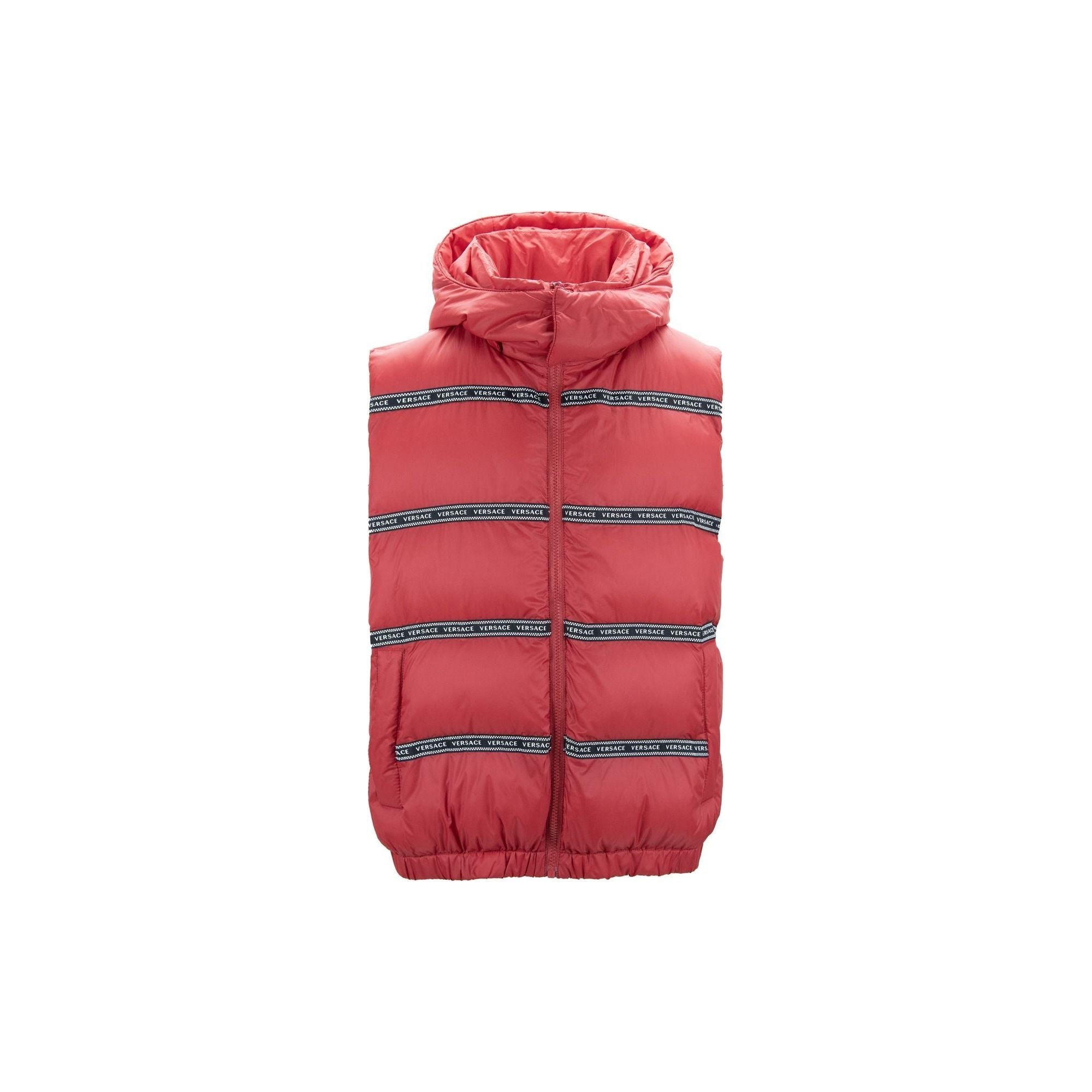 Versace Red Cotton Vest with Detachable Hood