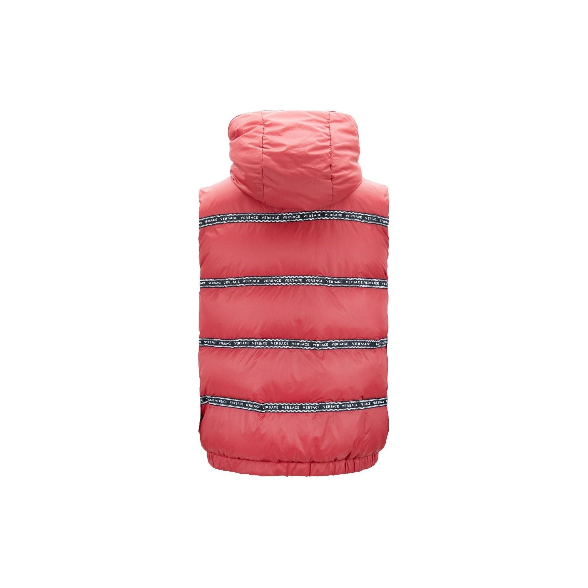 Versace Red Cotton Vest with Detachable Hood