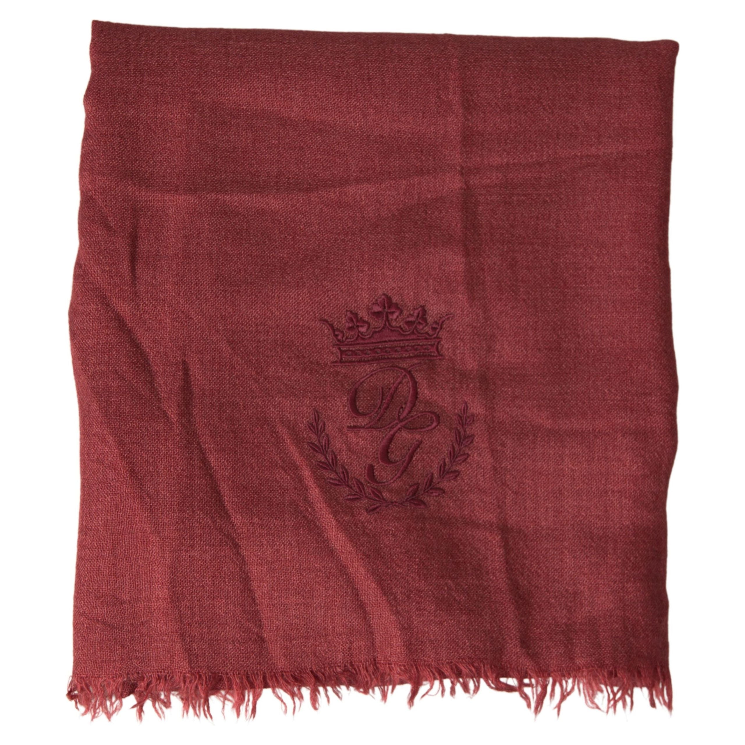 Dolce & Gabbana Maroon Cashmere Silk Scarf