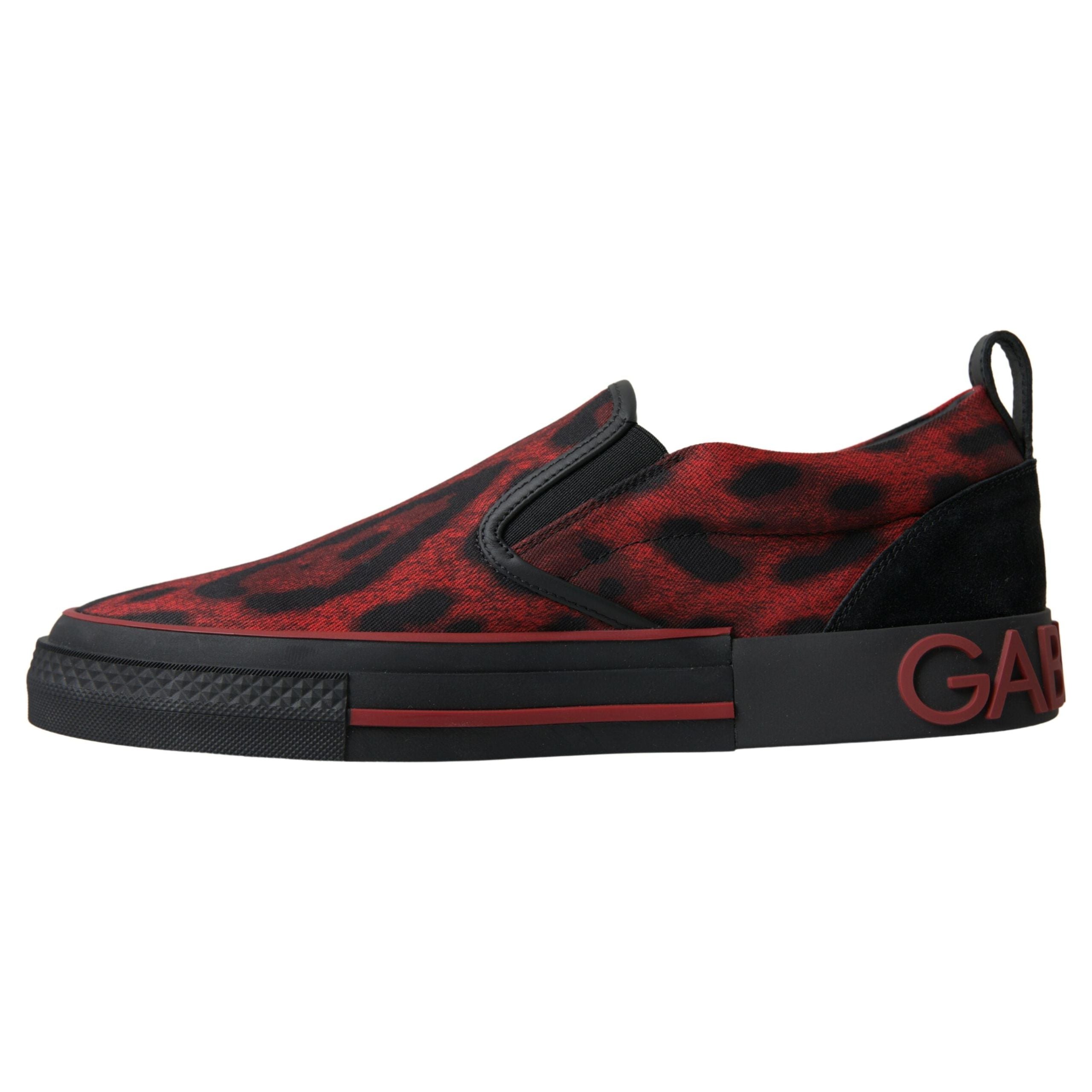 Dolce & Gabbana Red Leather Chic Leopard Print Loafers