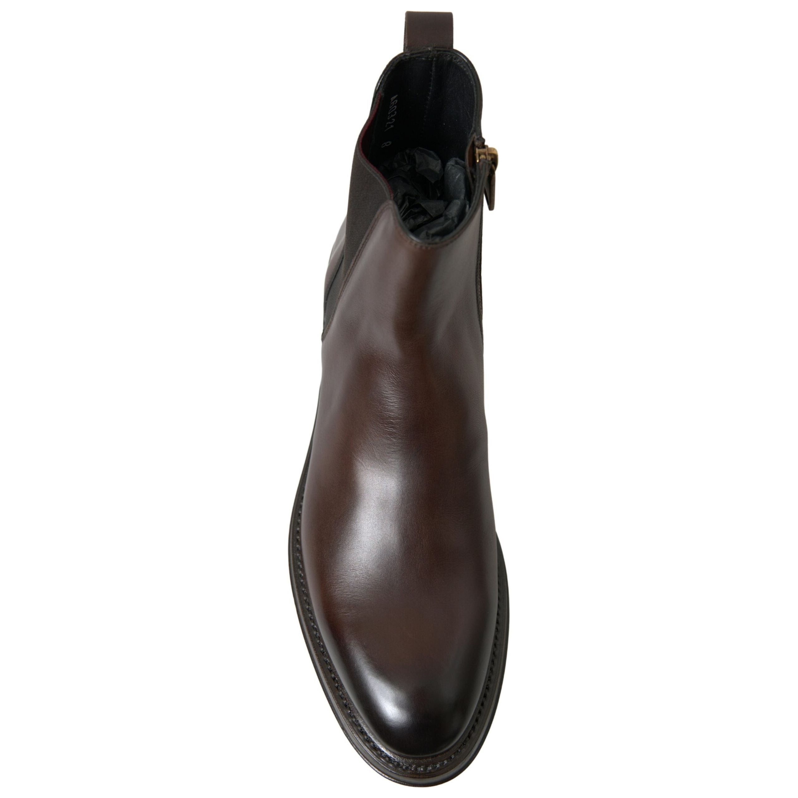 Dolce & Gabbana Brown Leather Chelsea Boots for Distinct Style