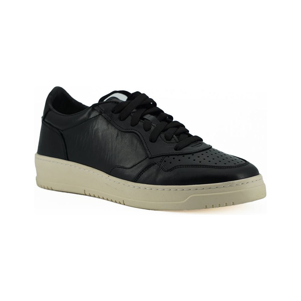Saxone of Scotland Black Leather Sneakers - Unisex Style