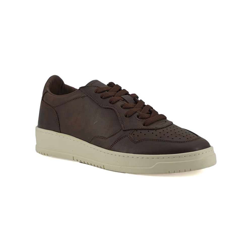 Saxone of Scotland Brown Leather Fabric Sneakers