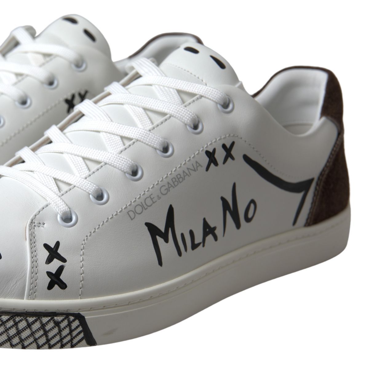 Dolce & Gabbana Sleek White Leather Casual Sneakers Elegance