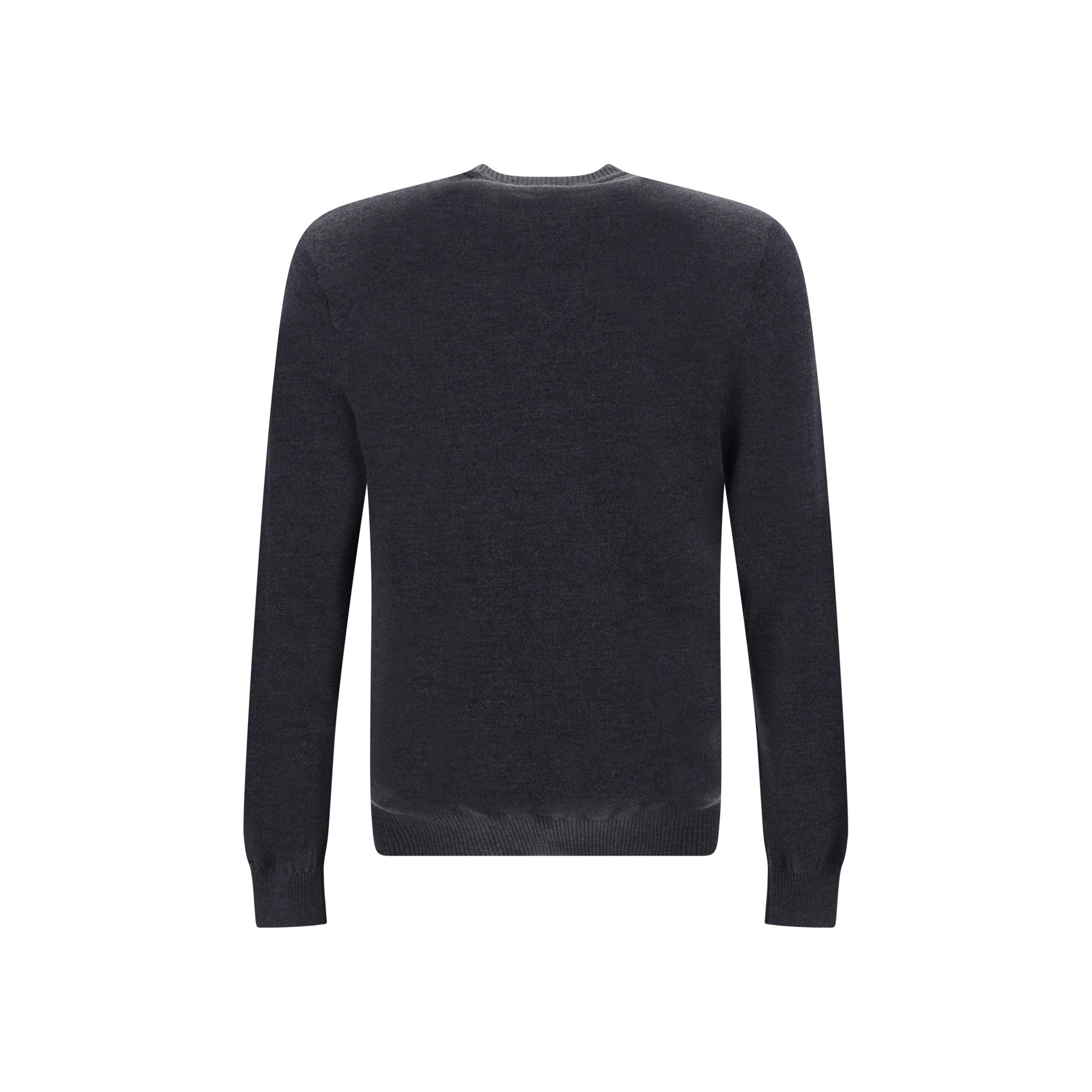 Fendi Chic Grey Wool Iconic Logo Sweater for Timeless Elegance
