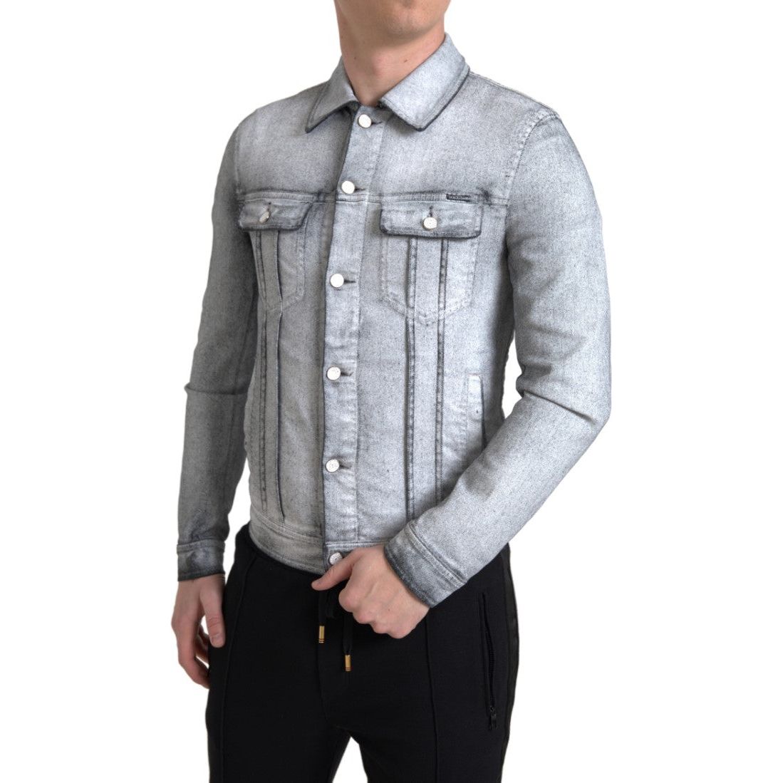 Dolce & Gabbana Gray Cotton Stretch Denim Jacket