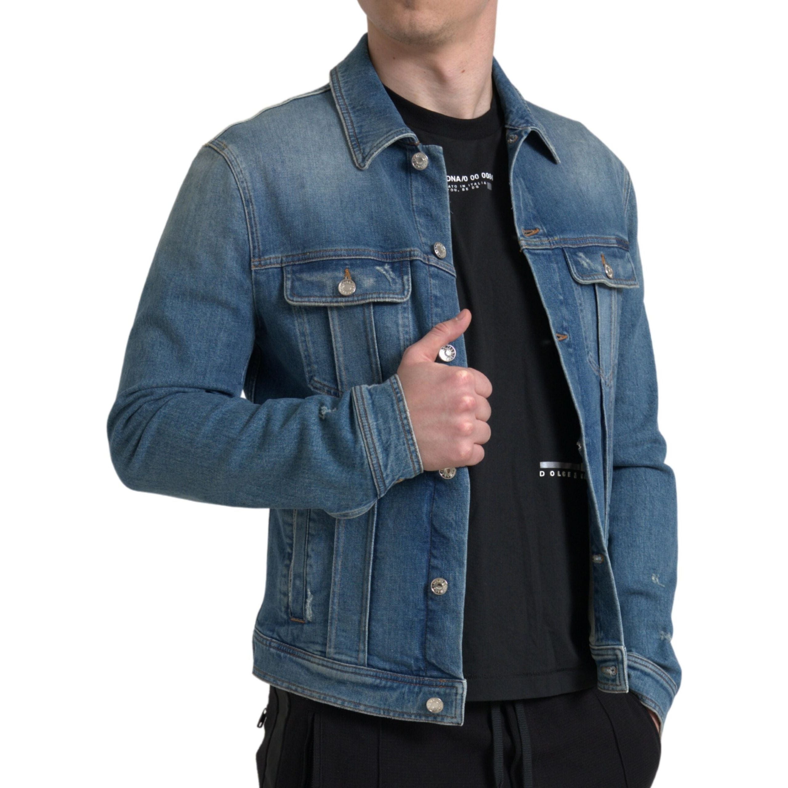 Dolce & Gabbana Blue Denim Stretch Jacket for Effortless Style