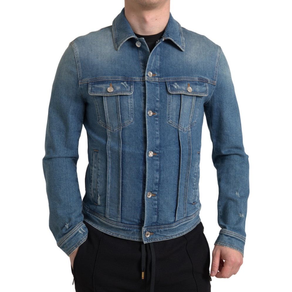 Dolce & Gabbana Blue Denim Stretch Jacket for Effortless Style