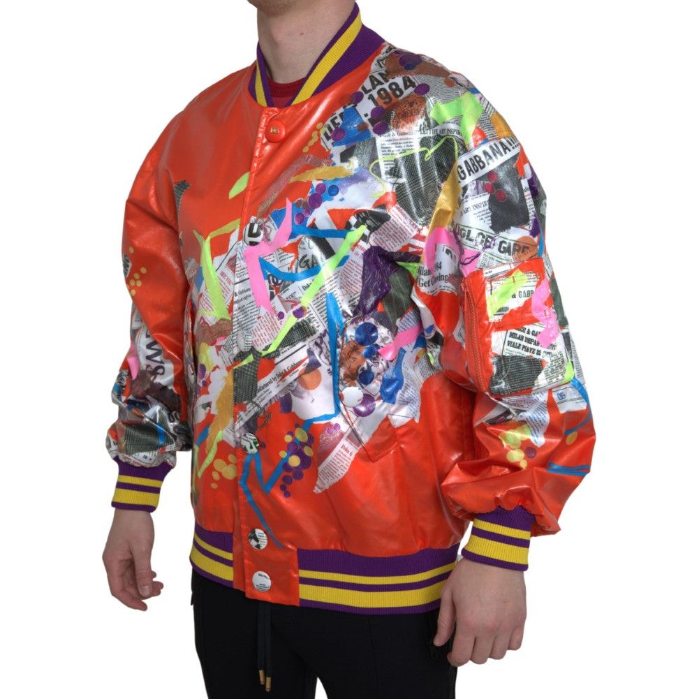 Dolce & Gabbana Elegant Orange Satin Bomber Jacket