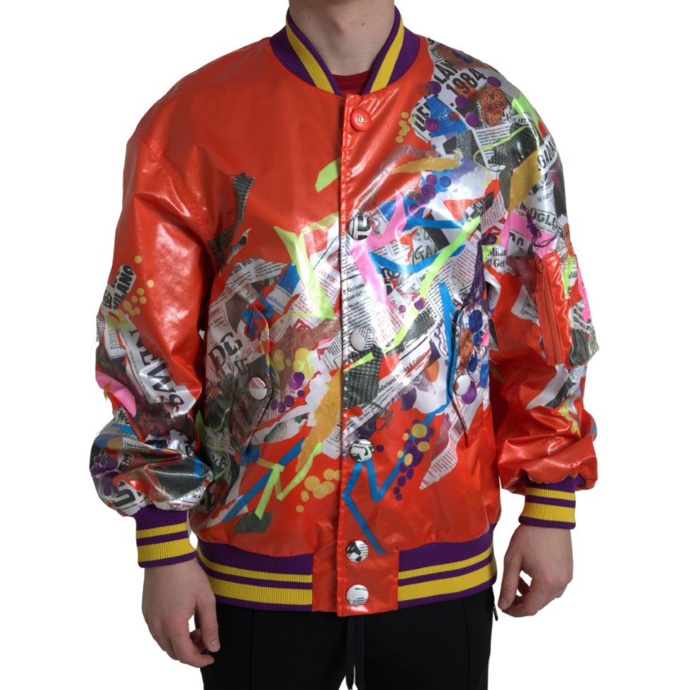 Dolce & Gabbana Elegant Orange Satin Bomber Jacket