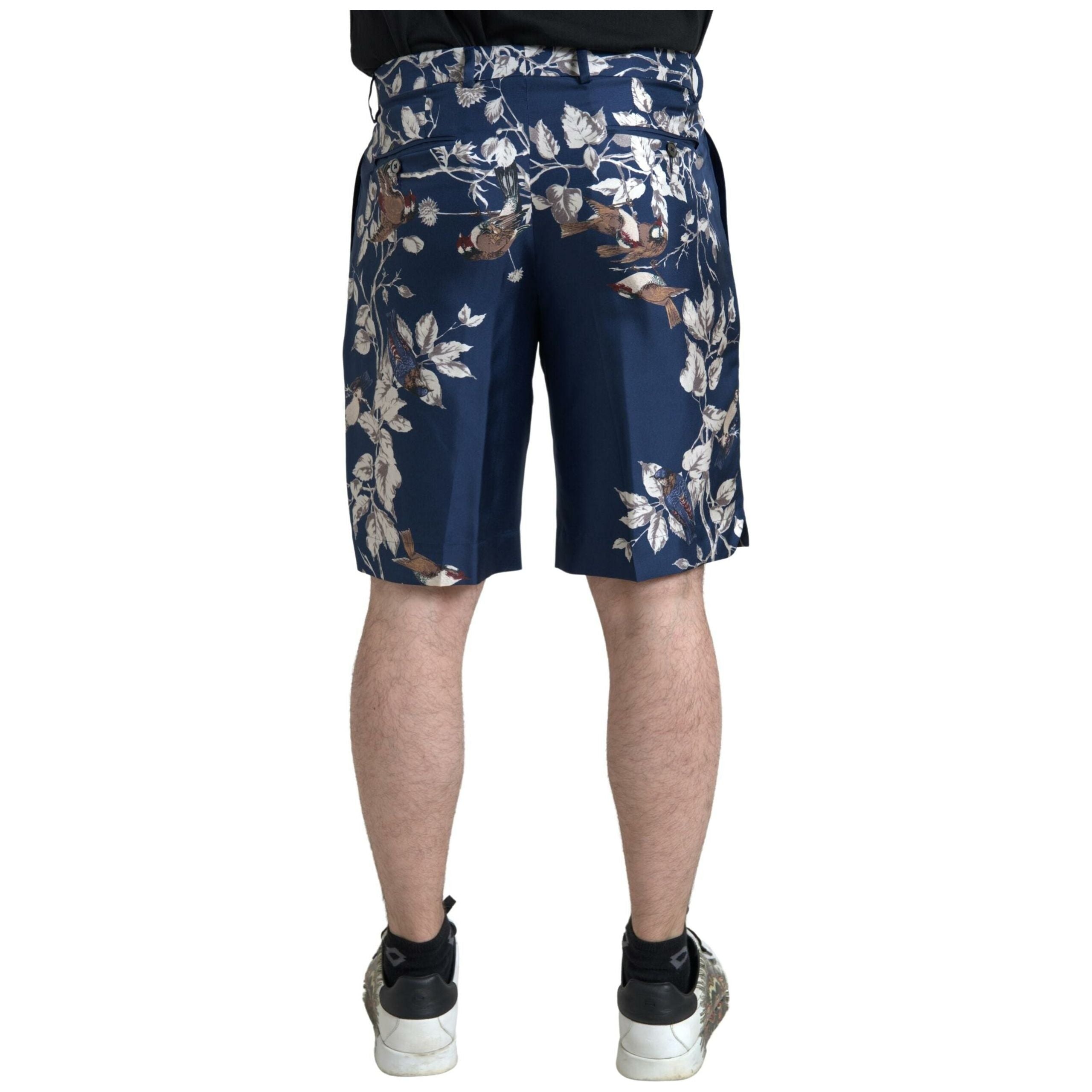 Dolce & Gabbana Blue Silk Floral Bermuda Shorts