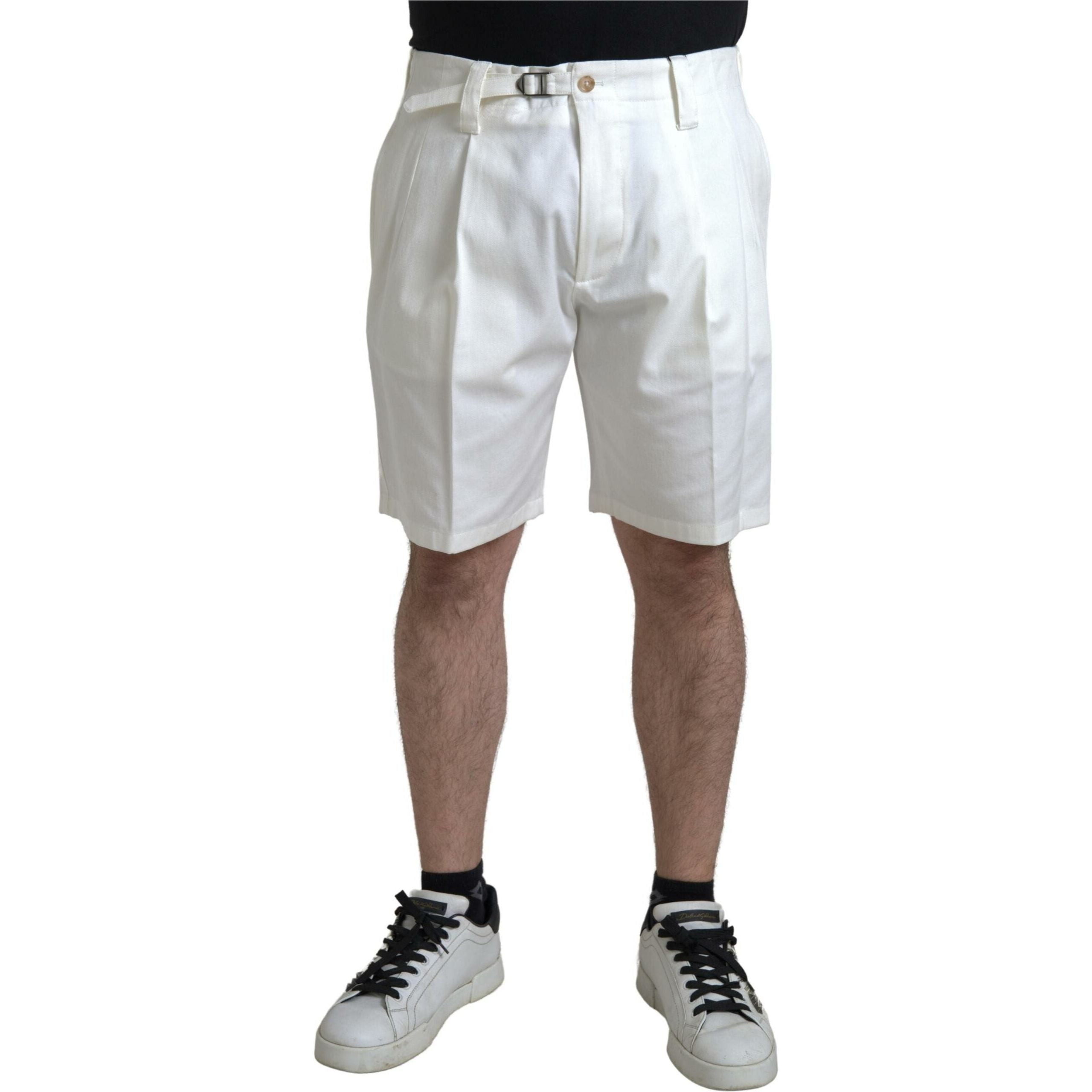 Dolce & Gabbana White Cotton Bermuda Denim Shorts Collection