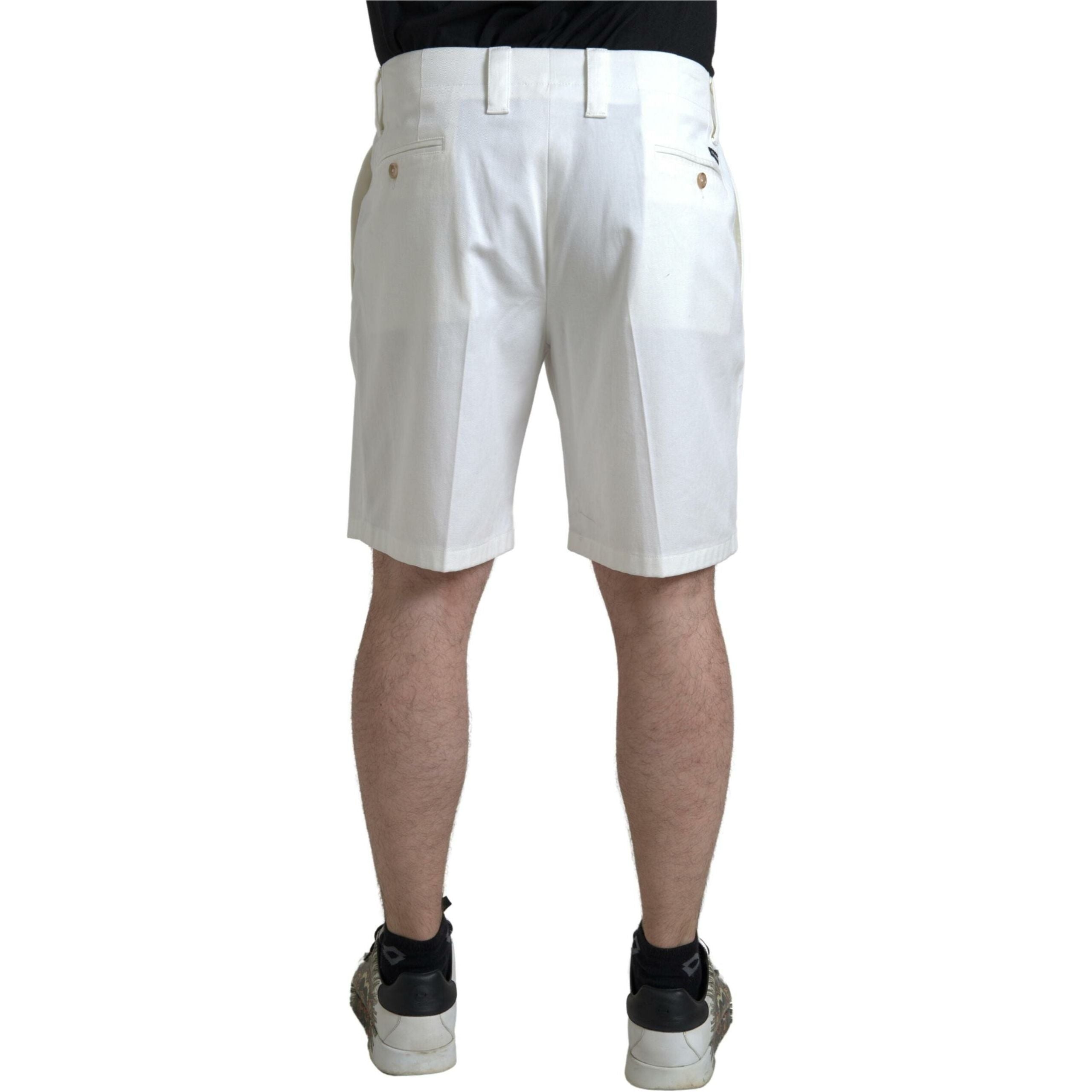 Dolce & Gabbana White Cotton Bermuda Denim Shorts Collection