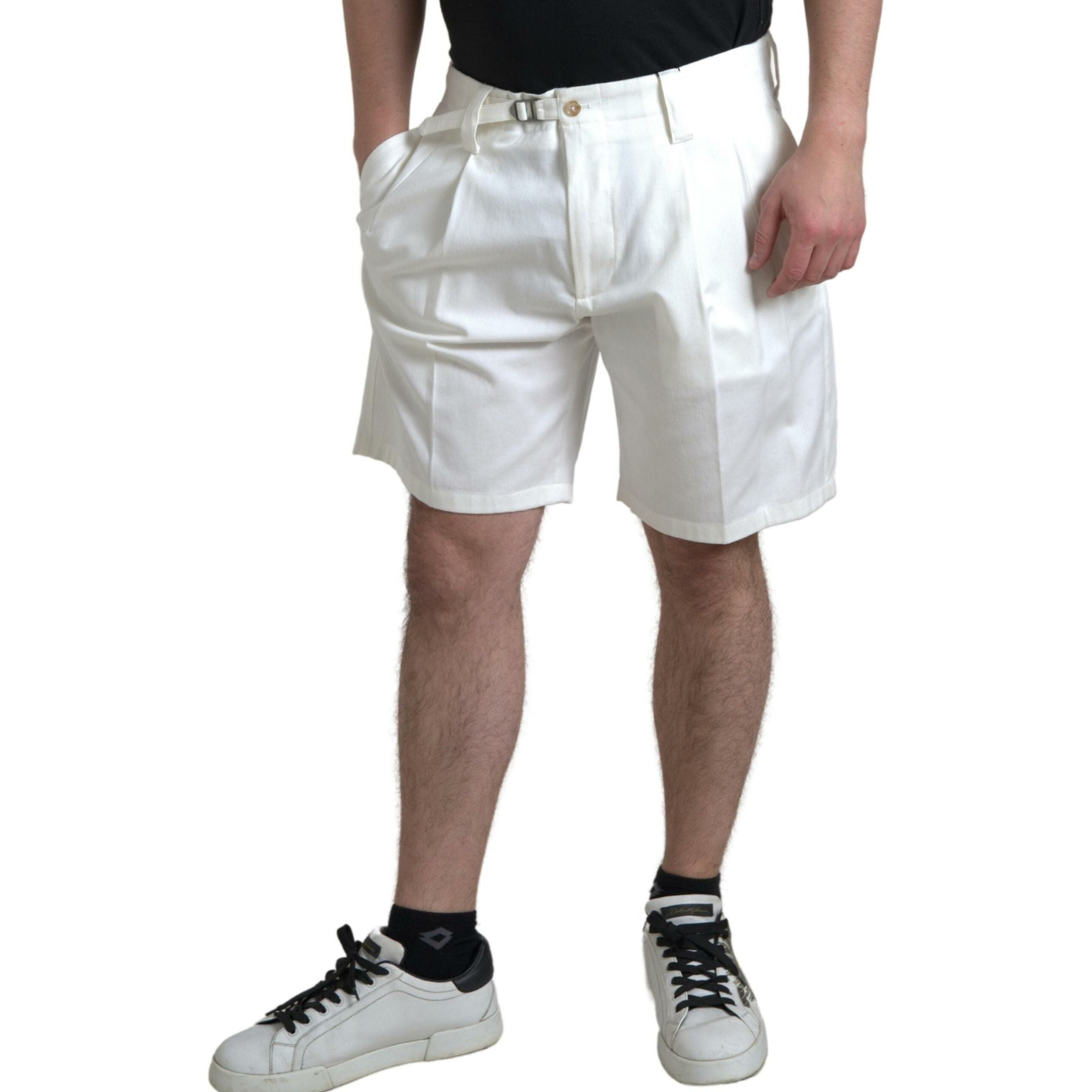 Dolce & Gabbana White Cotton Bermuda Denim Shorts Collection