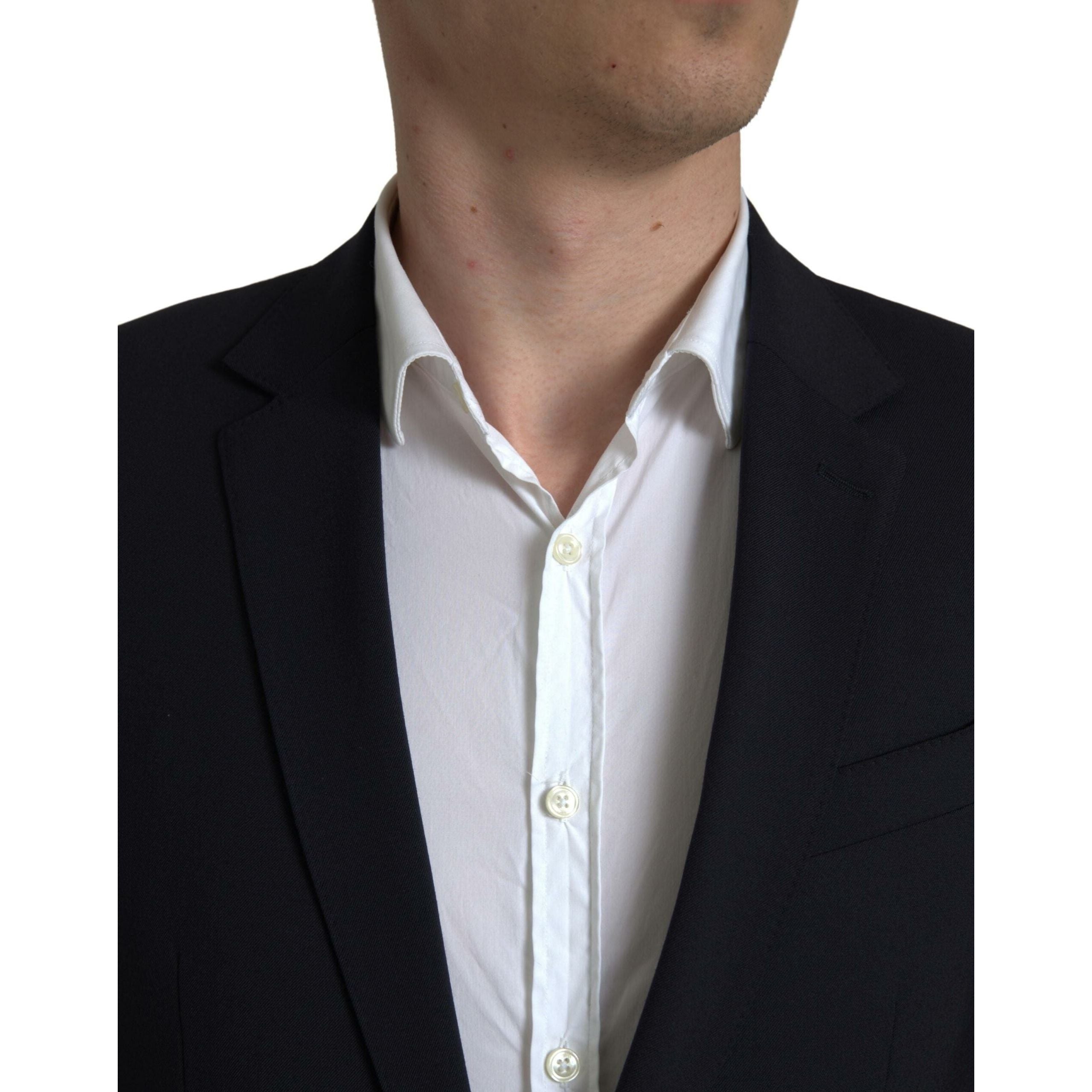 Dolce & Gabbana Dark Blue Wool Martini Slim Fit Suit