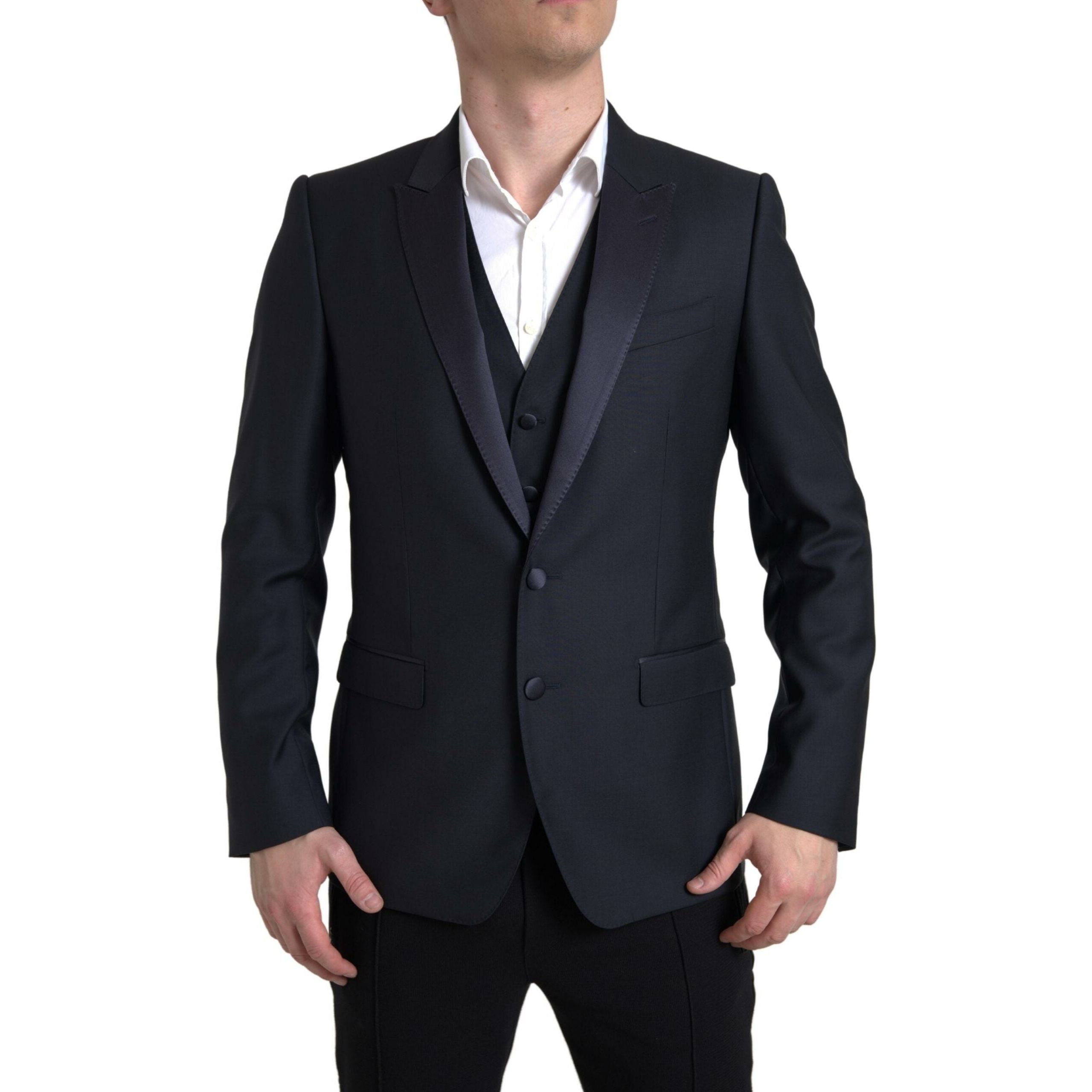 Dolce & Gabbana Navy Virgin Wool Two-Piece Martini Suit
