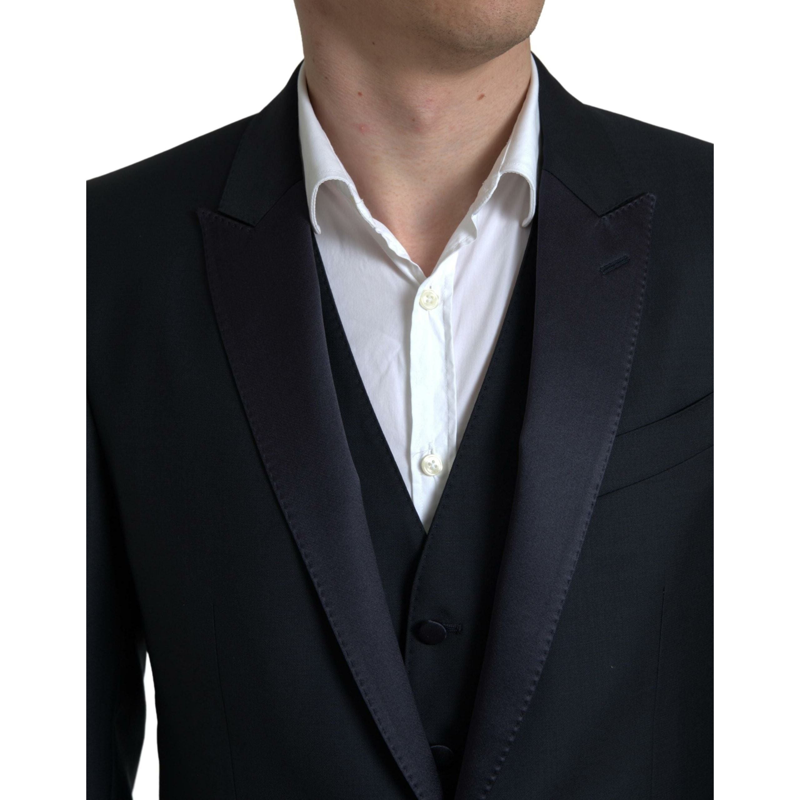 Dolce & Gabbana Navy Virgin Wool Two-Piece Martini Suit