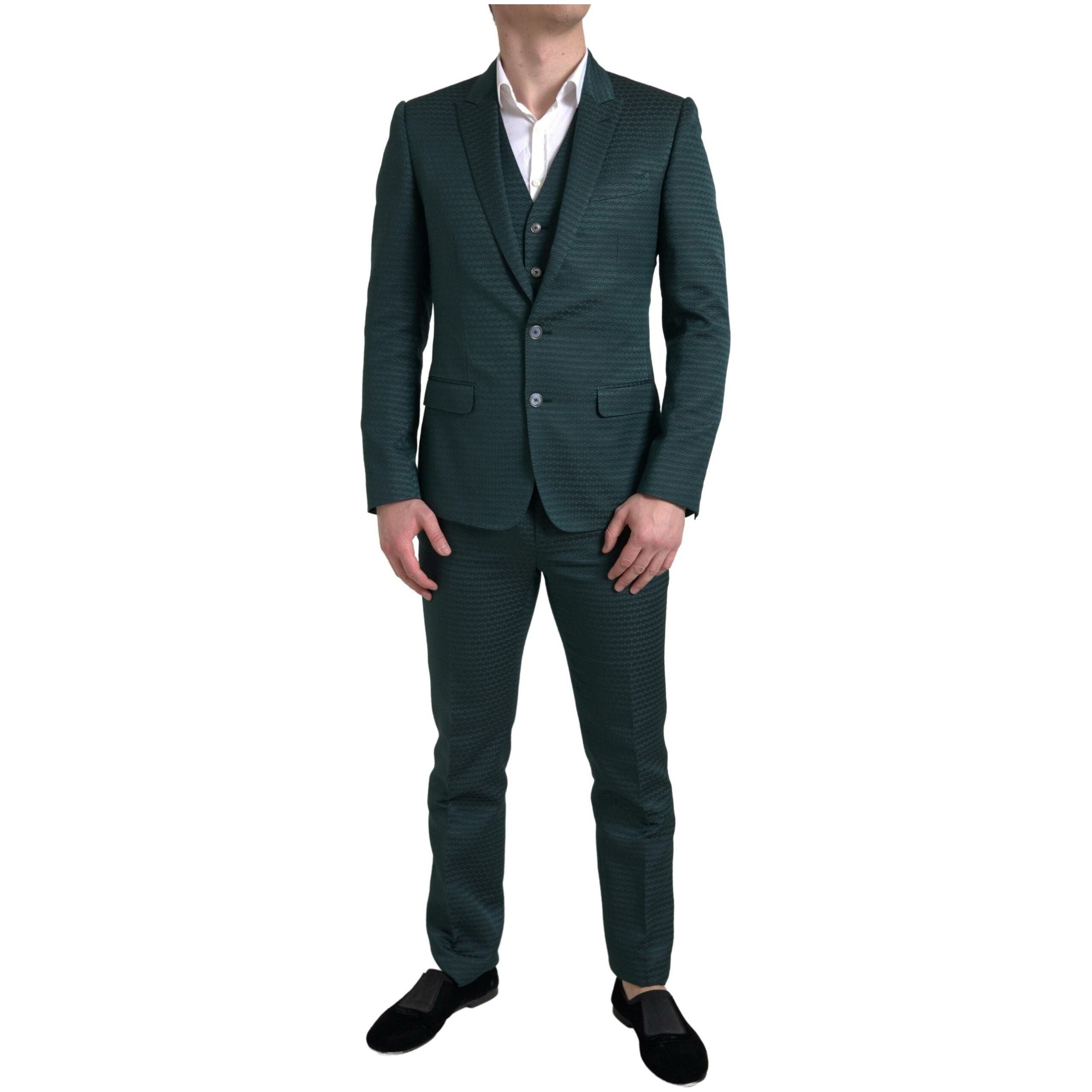 Dolce & Gabbana Emerald Silk Elegance 3-Piece Suit