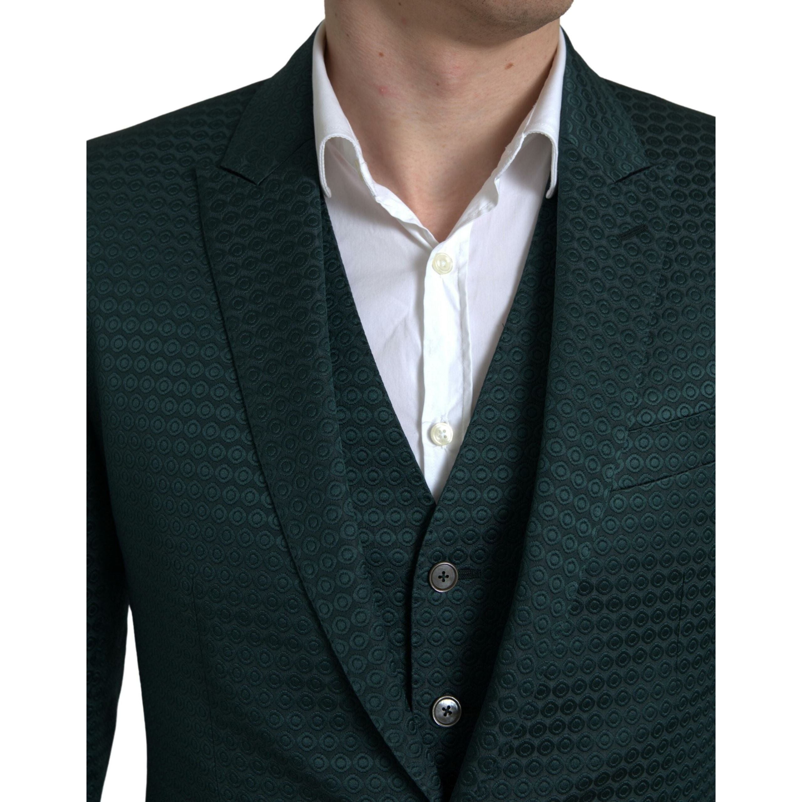 Dolce & Gabbana Emerald Silk Elegance 3-Piece Suit