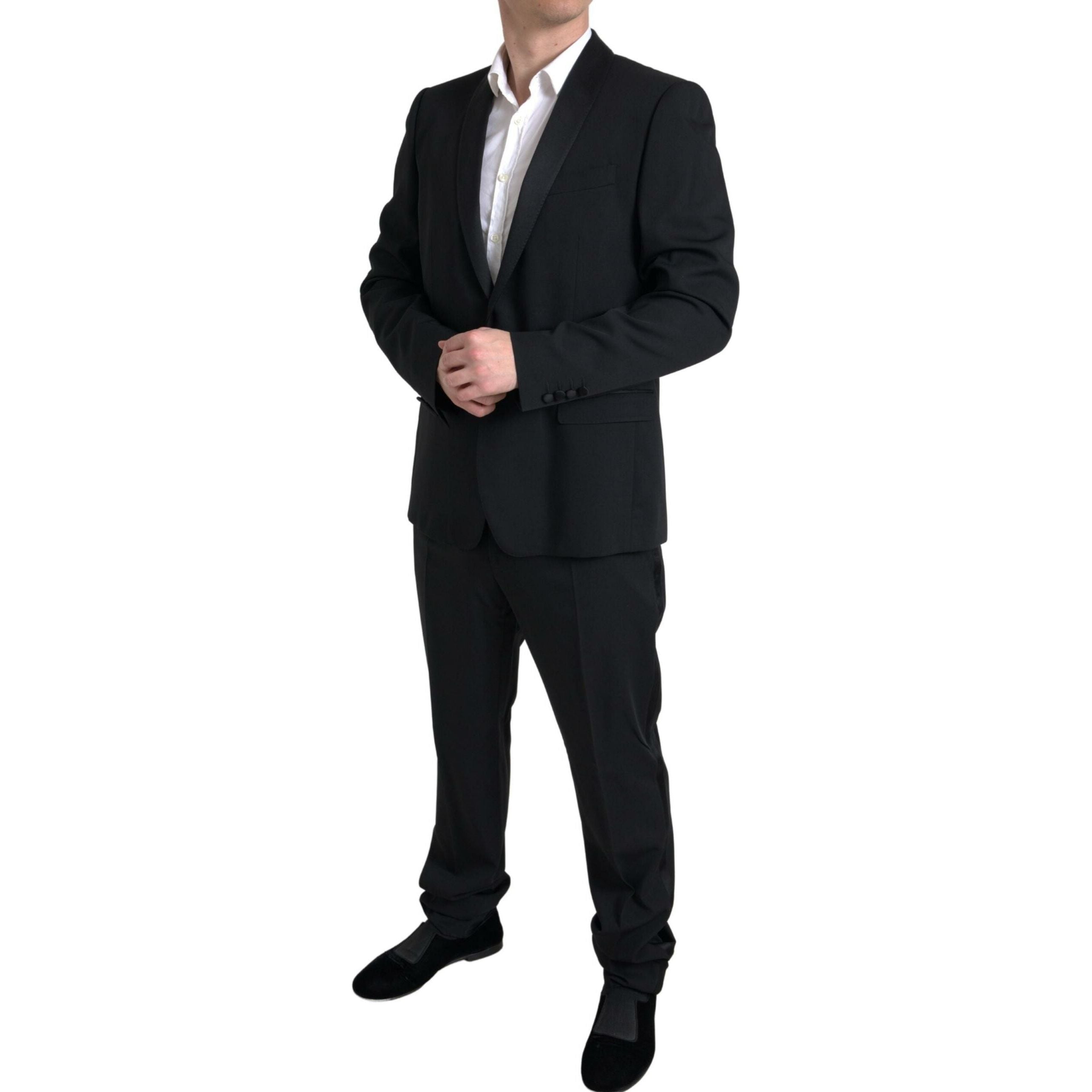 Dolce & Gabbana Black Virgin Wool Two-Piece Suit