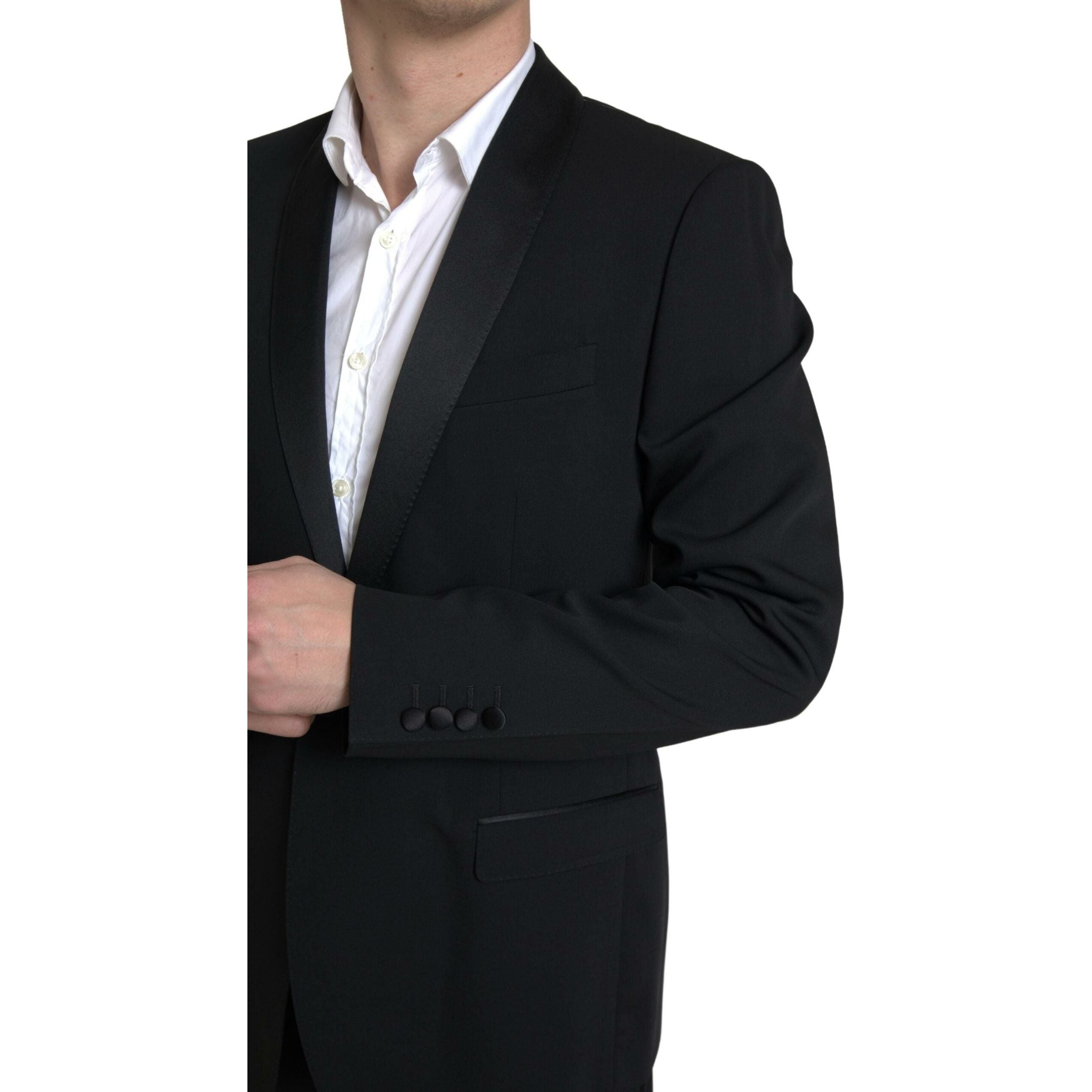 Dolce & Gabbana Black Virgin Wool Two-Piece Suit