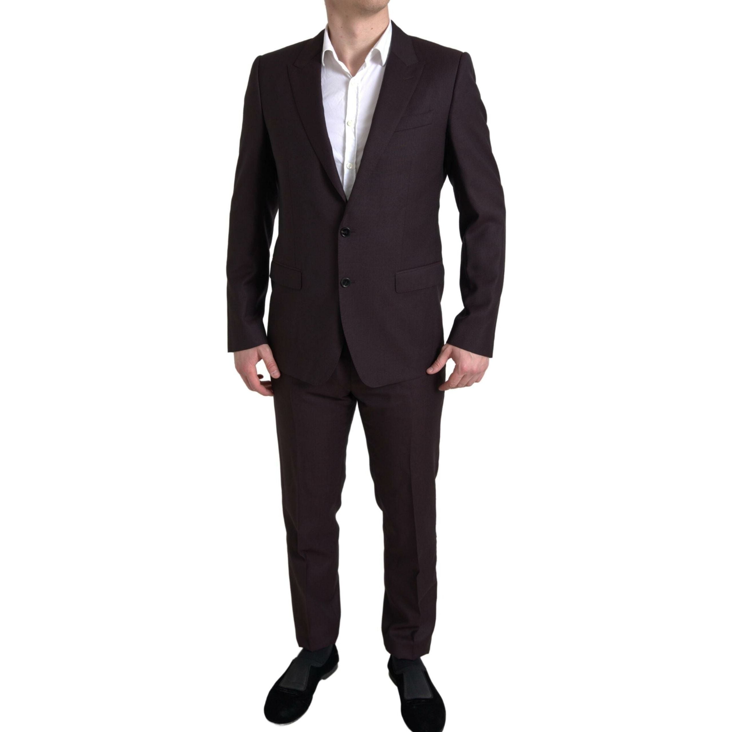 Dolce & Gabbana Maroon Wool 2-Piece Suit