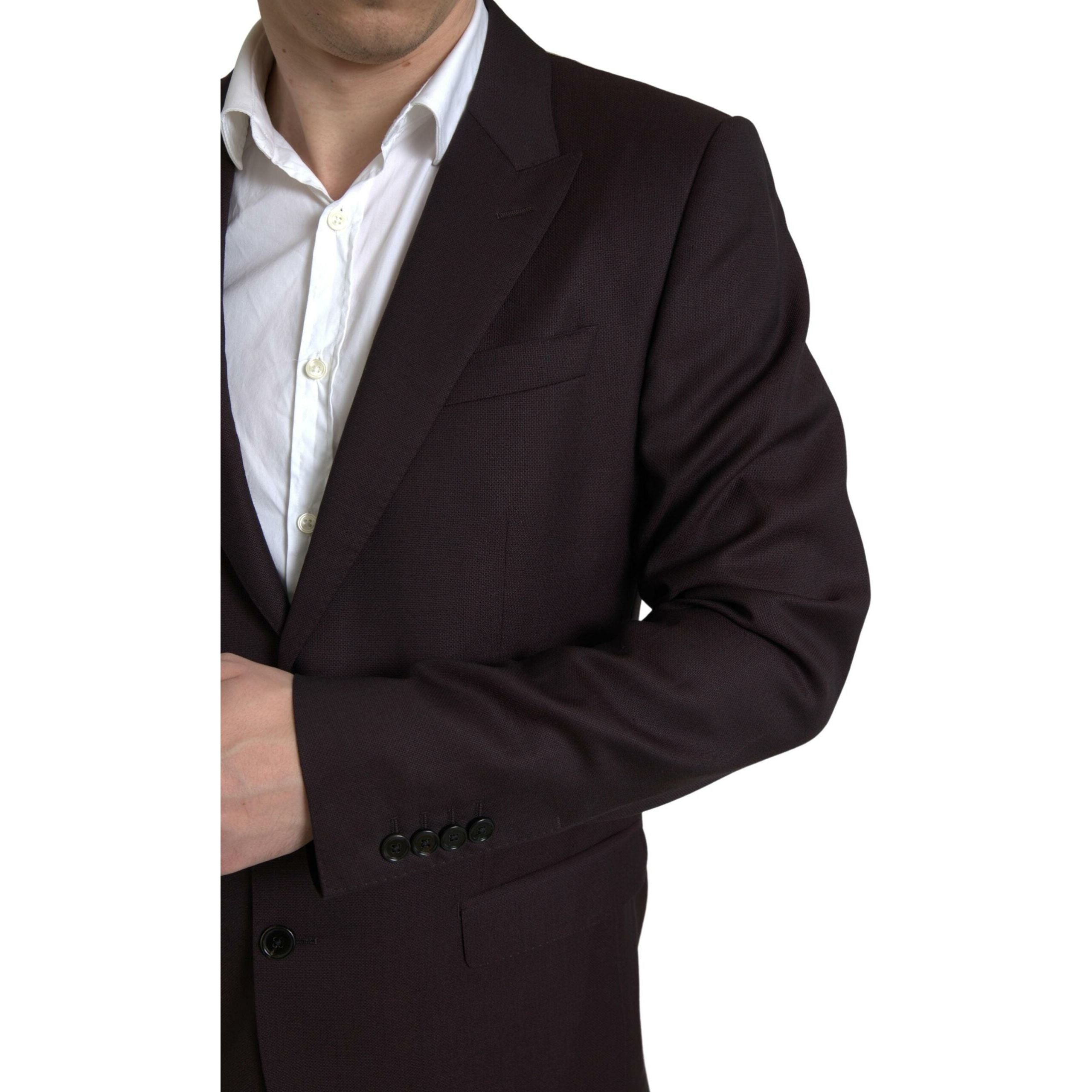 Dolce & Gabbana Maroon Wool 2-Piece Suit