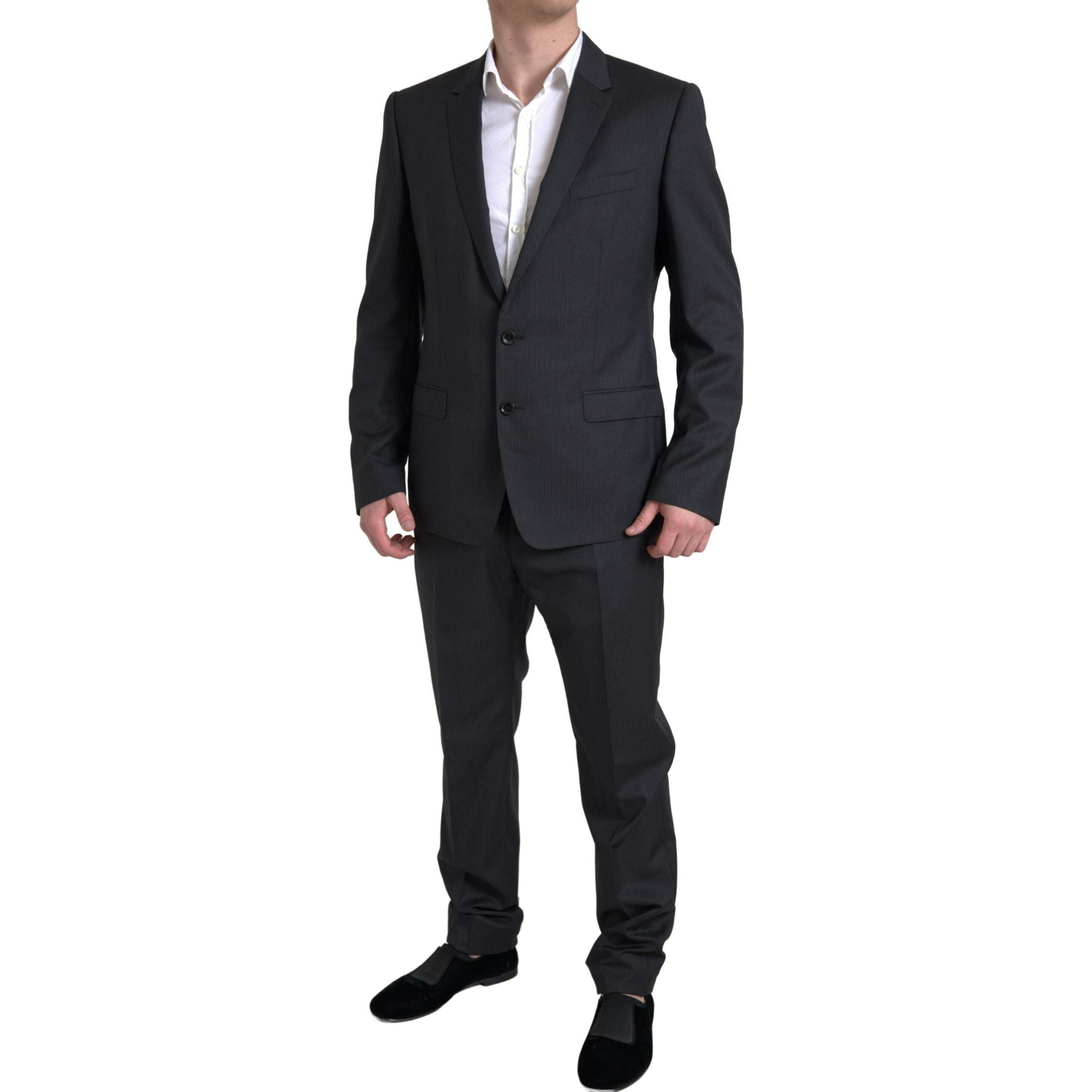 Dolce & Gabbana Black Virgin Wool Two-Piece Suit