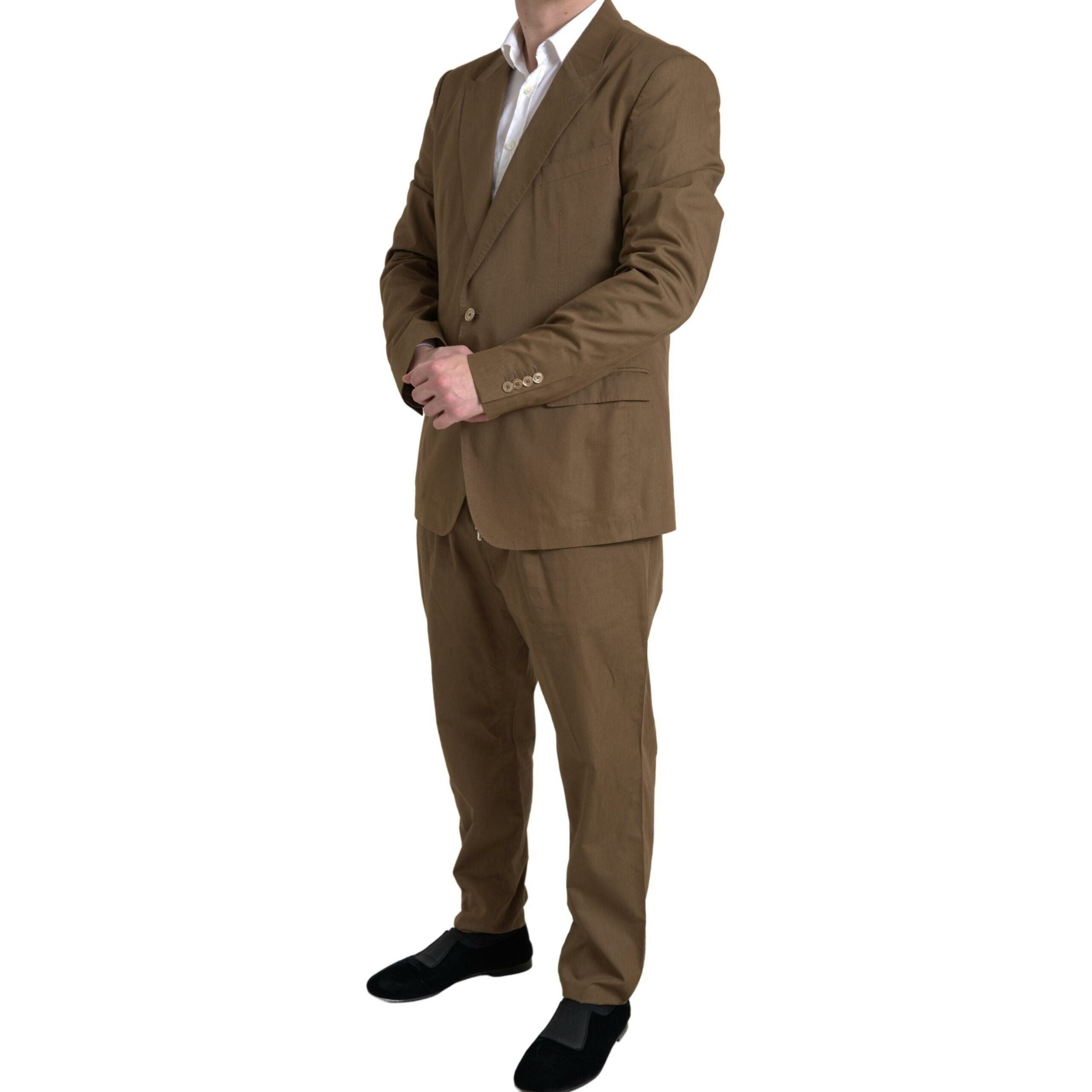 Dolce & Gabbana Brown Silk Blend Taormina Suit