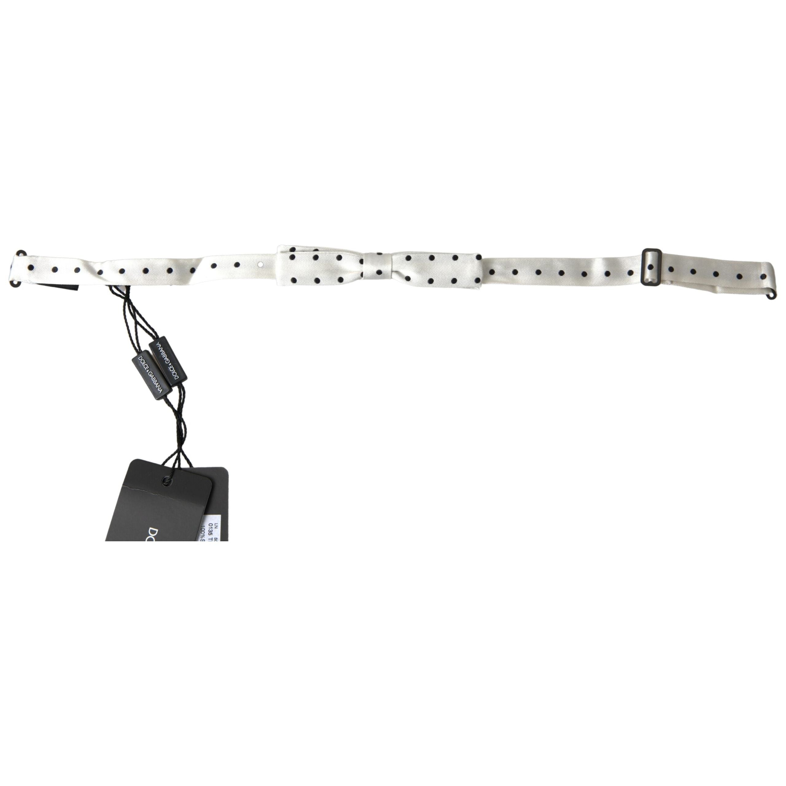 Dolce & Gabbana Black Silk Polka Dot Bow Tie Accessory