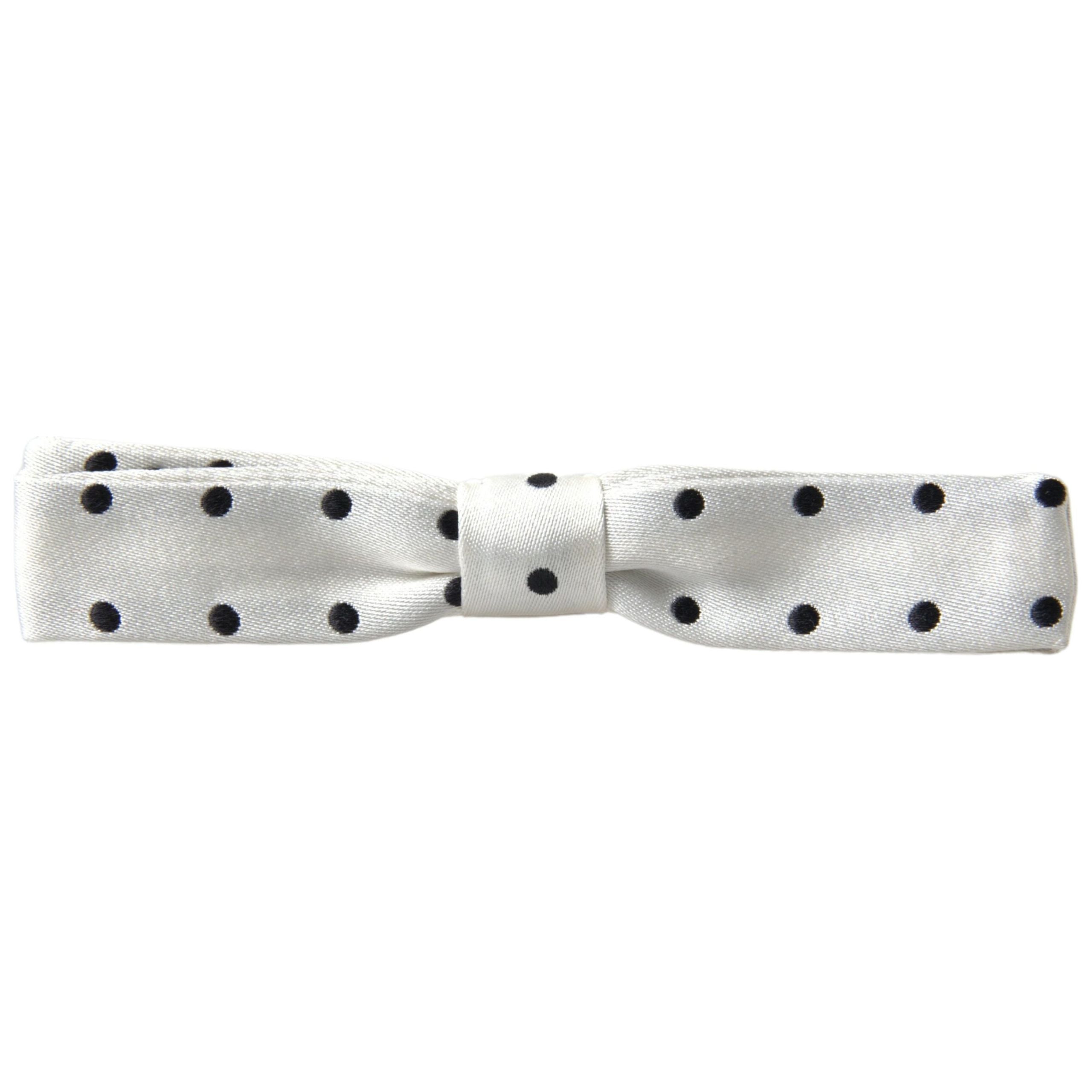 Dolce & Gabbana Black Silk Polka Dot Bow Tie Accessory