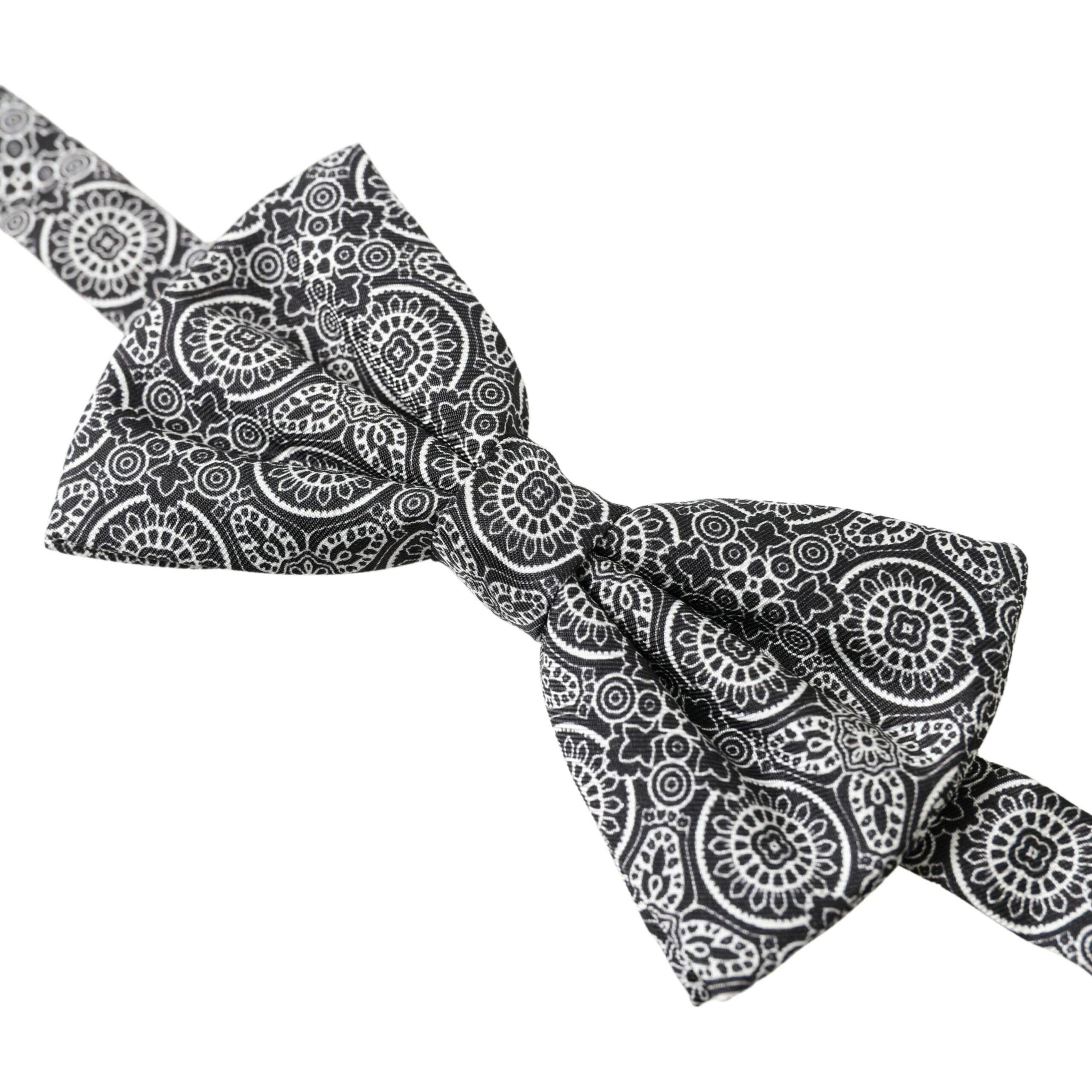 Dolce & Gabbana Black & White Silk Bow Tie