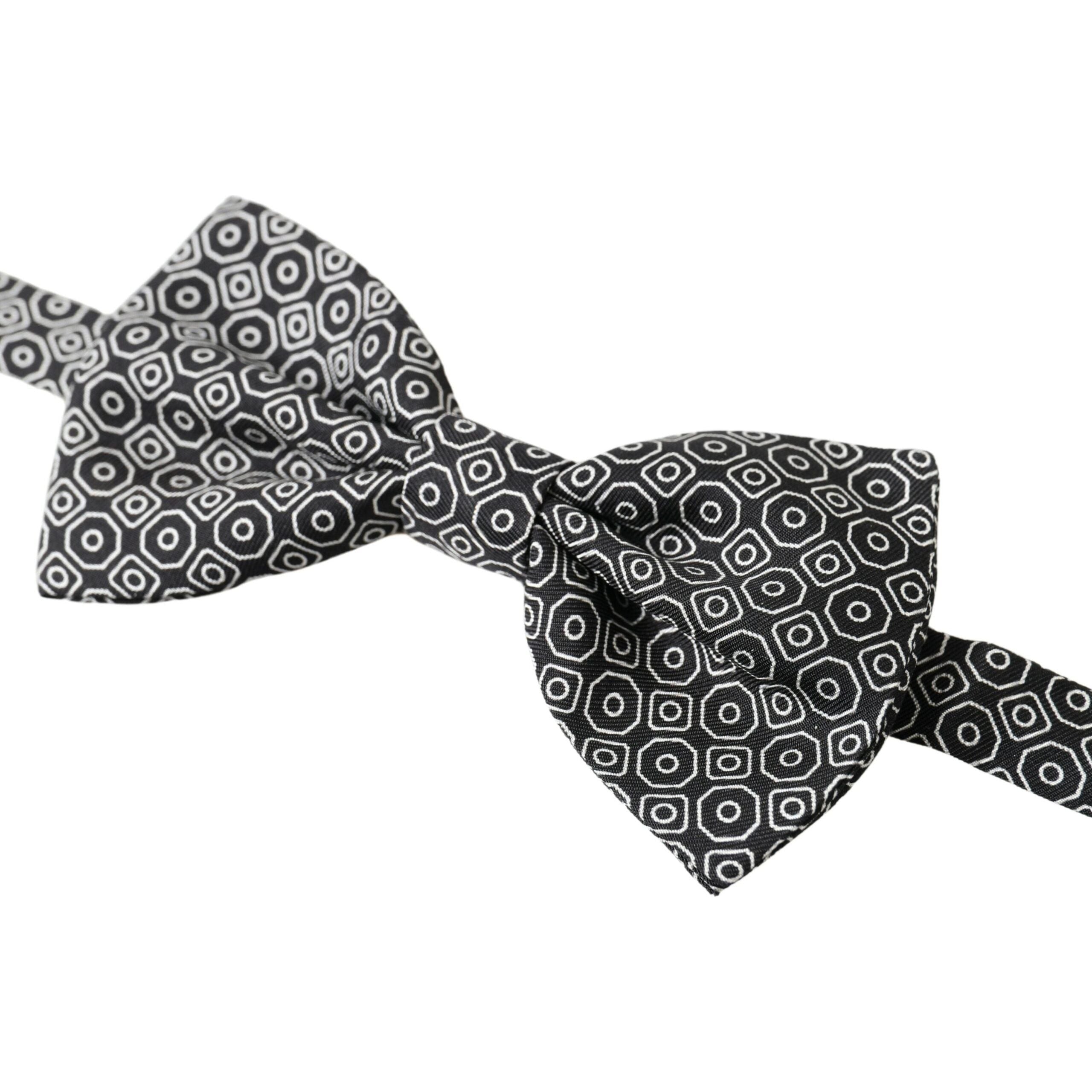 Dolce & Gabbana Black and White Silk Bow Tie