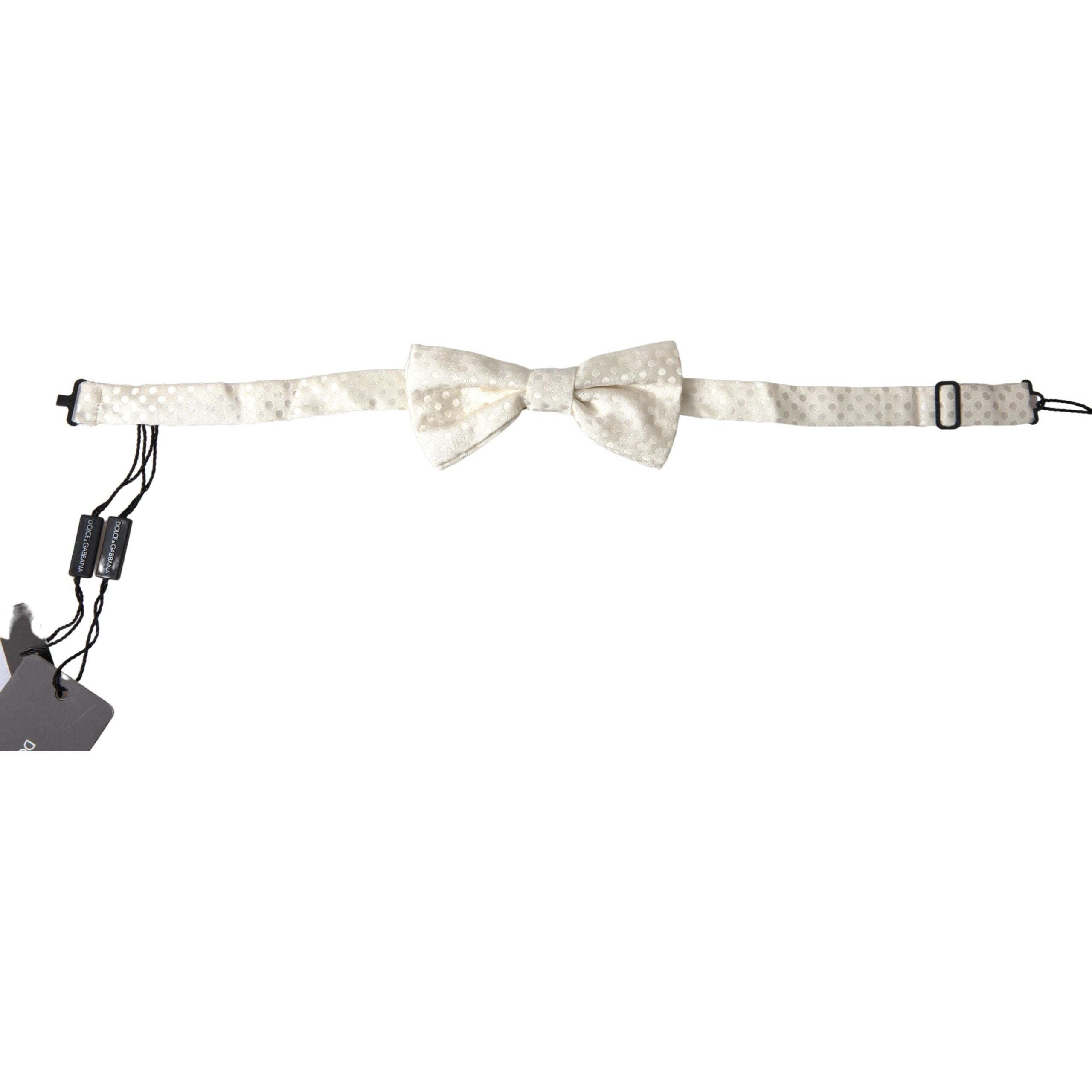 Dolce & Gabbana Ivory Silk Bow Tie with Fantasy Pattern