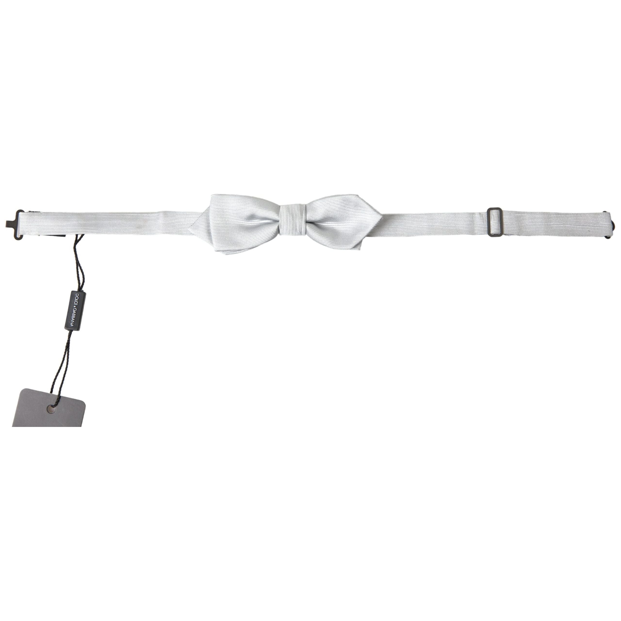 Dolce & Gabbana Grey Silk Bow Tie Luxury Accessory