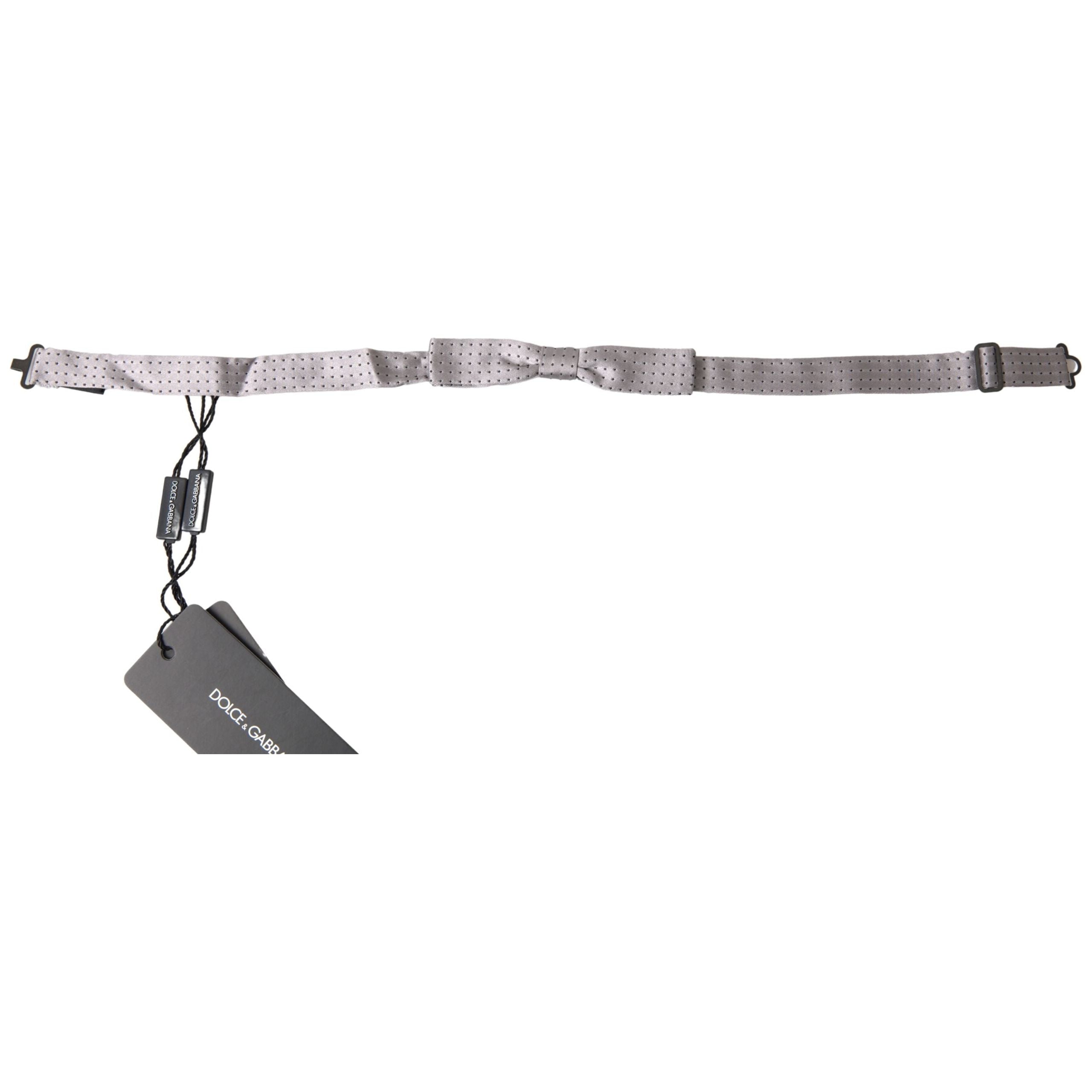Dolce & Gabbana Grey Silk Bow Tie Accessory