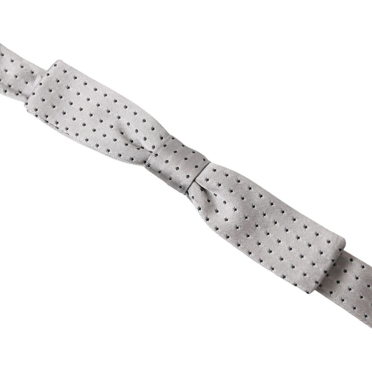 Dolce & Gabbana Grey Silk Bow Tie Accessory