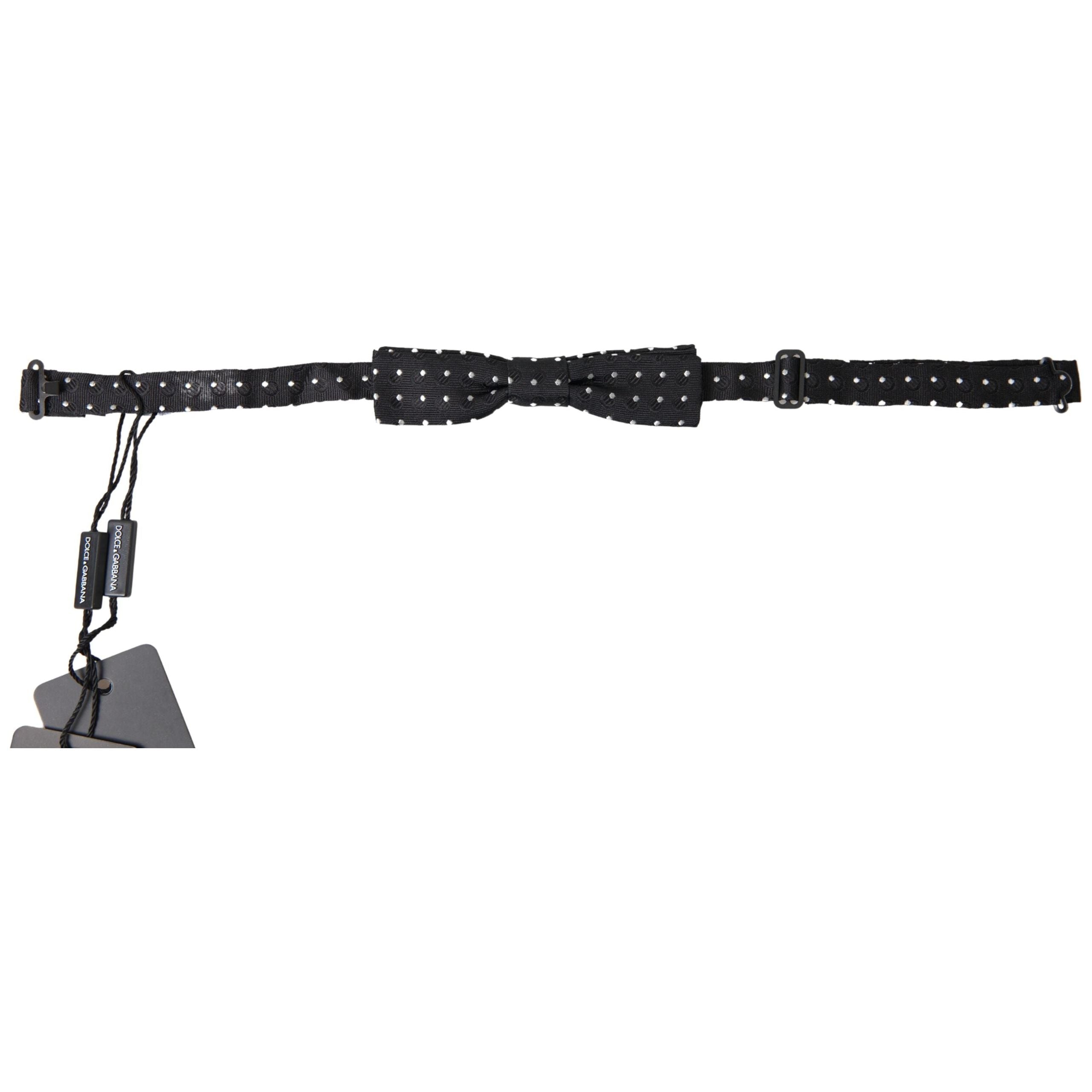 Dolce & Gabbana Black Silk Bow Tie with Signature Clasp